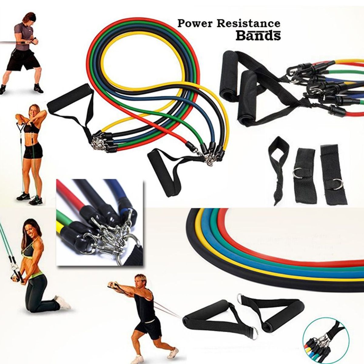 RISUTIMPORT - Set Pack 5 Ligas Bandas De Resistance Gym + Accesorios