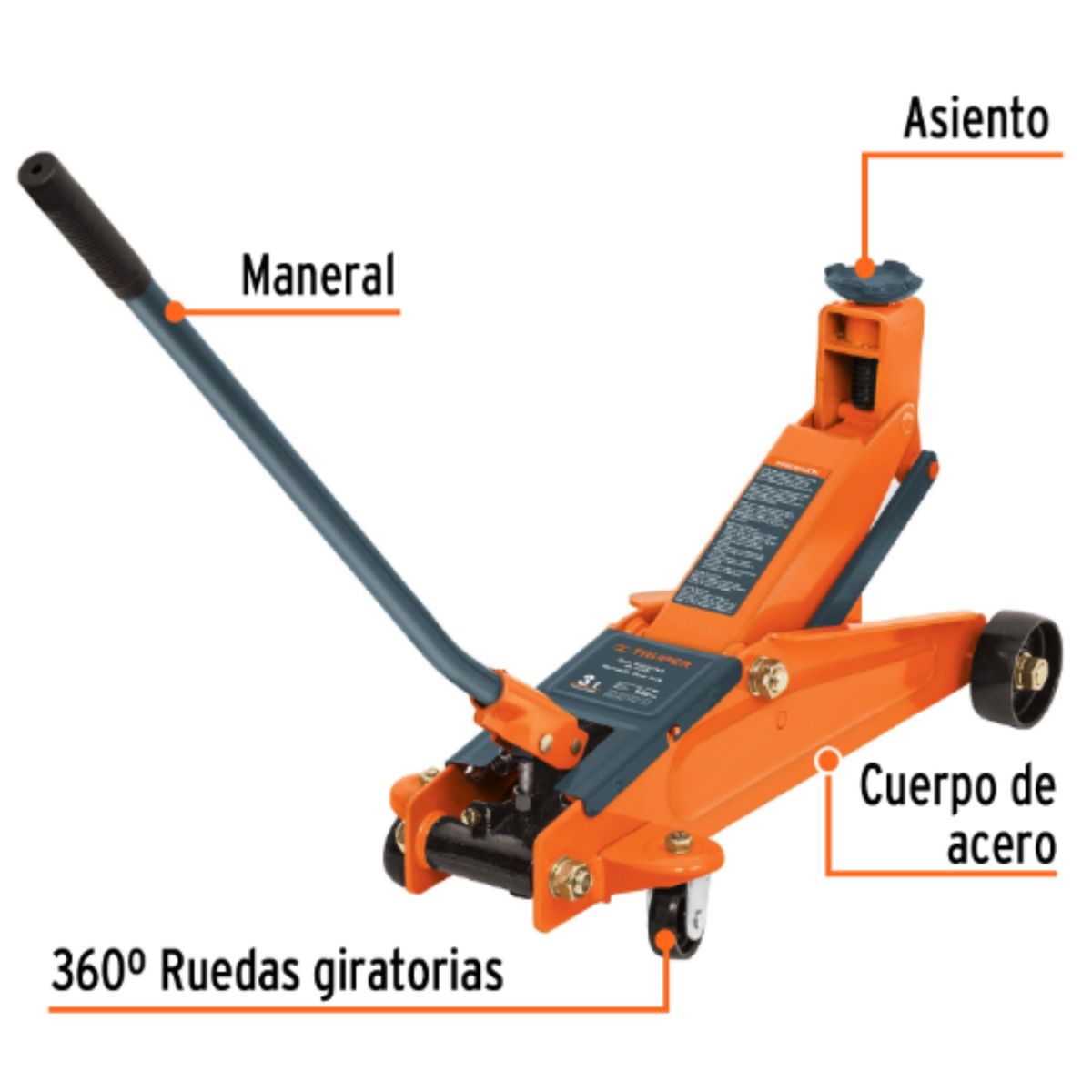 TRUPER - Gata tipo lagarto gata caimán 3 toneladas con maletín Truper