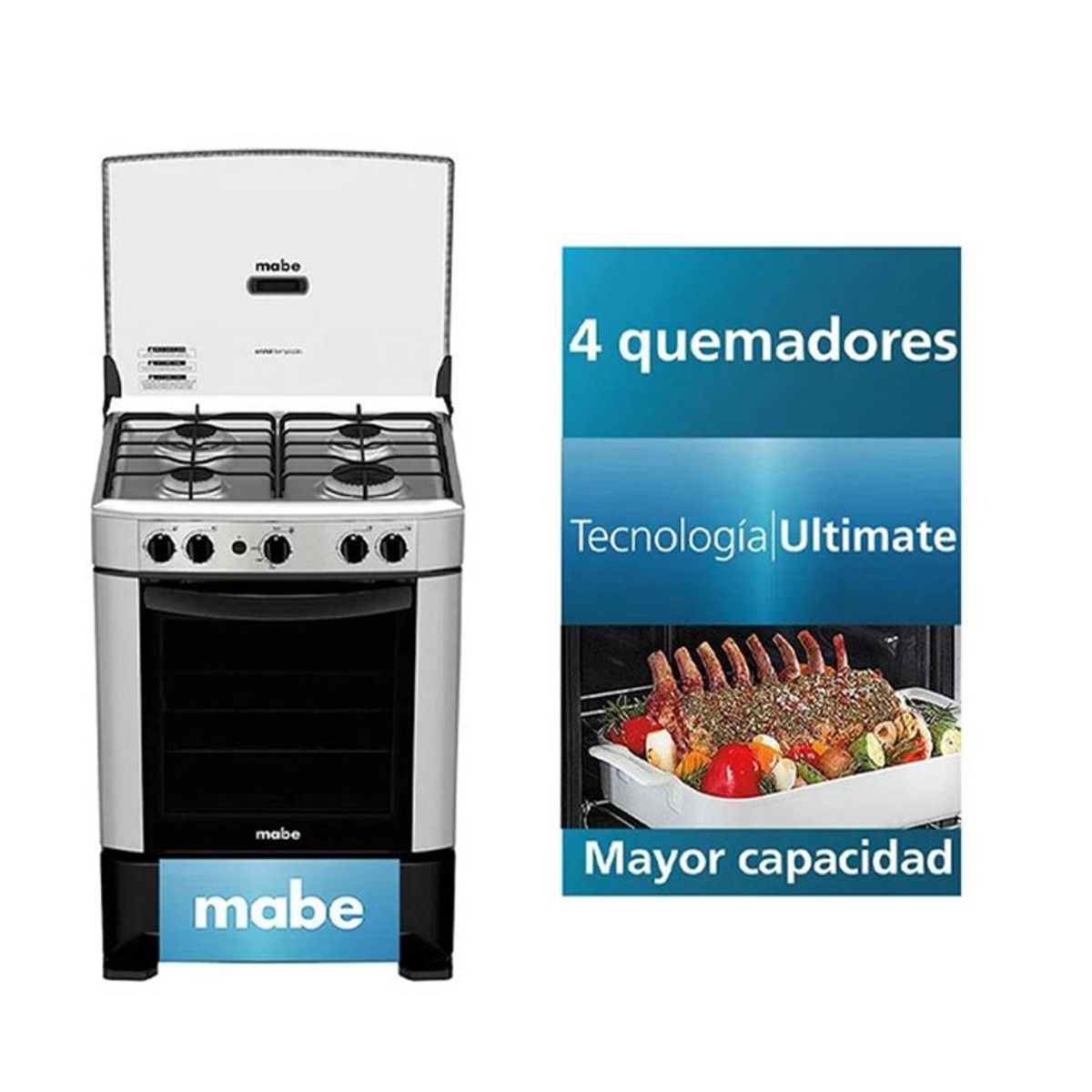 MABE - Cocina Mabe a Gas De Pie 4 Hornillas Inoxidable CMP6014AG0 silver