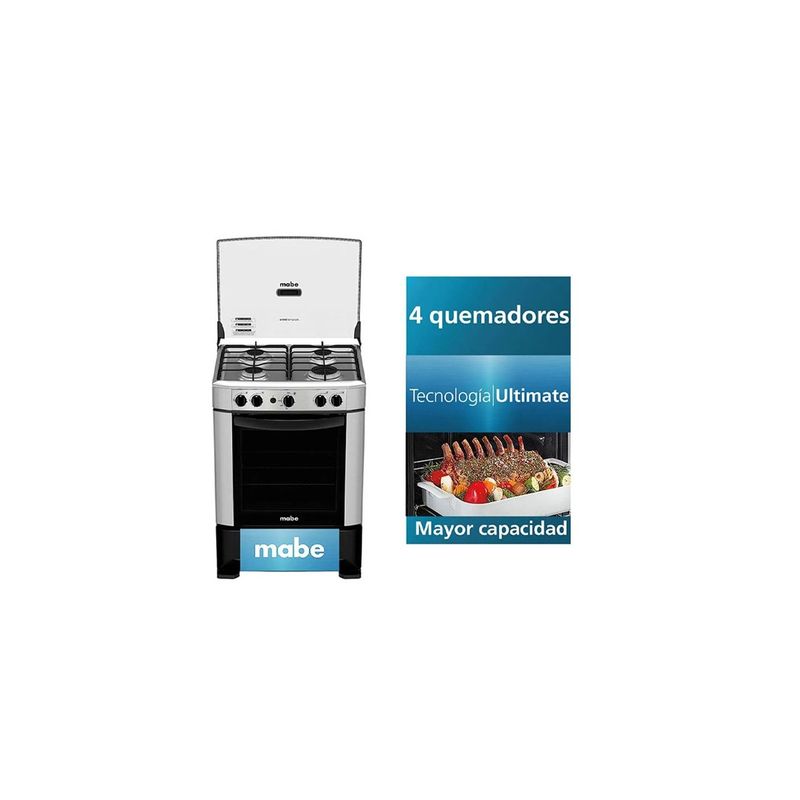 MABE - Cocina Mabe a Gas De Pie 4 Hornillas Inoxidable CMP6014AG0 silver