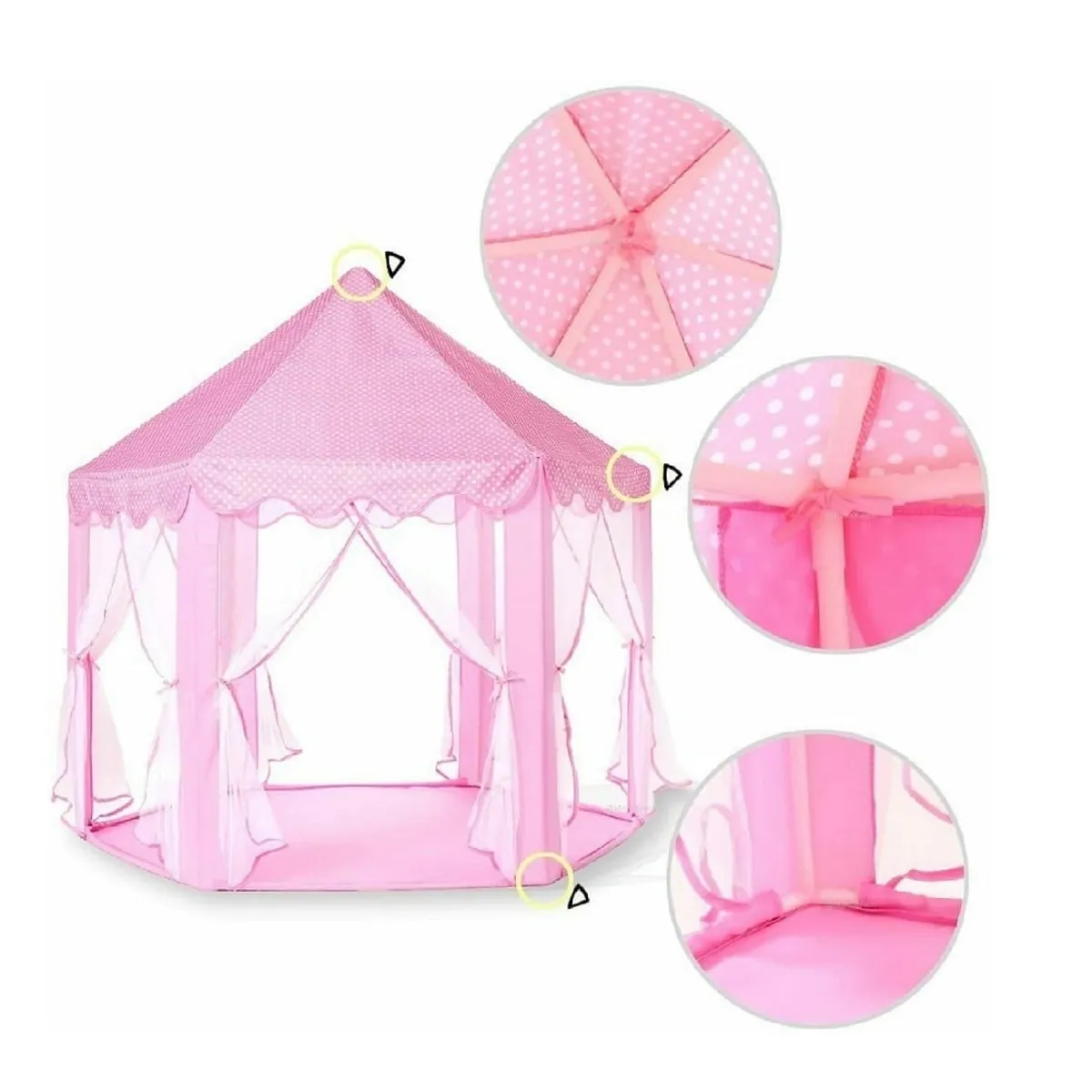 GENERICO - Carpa Castillo Princesa Con Luces Modelo Tul - rosado