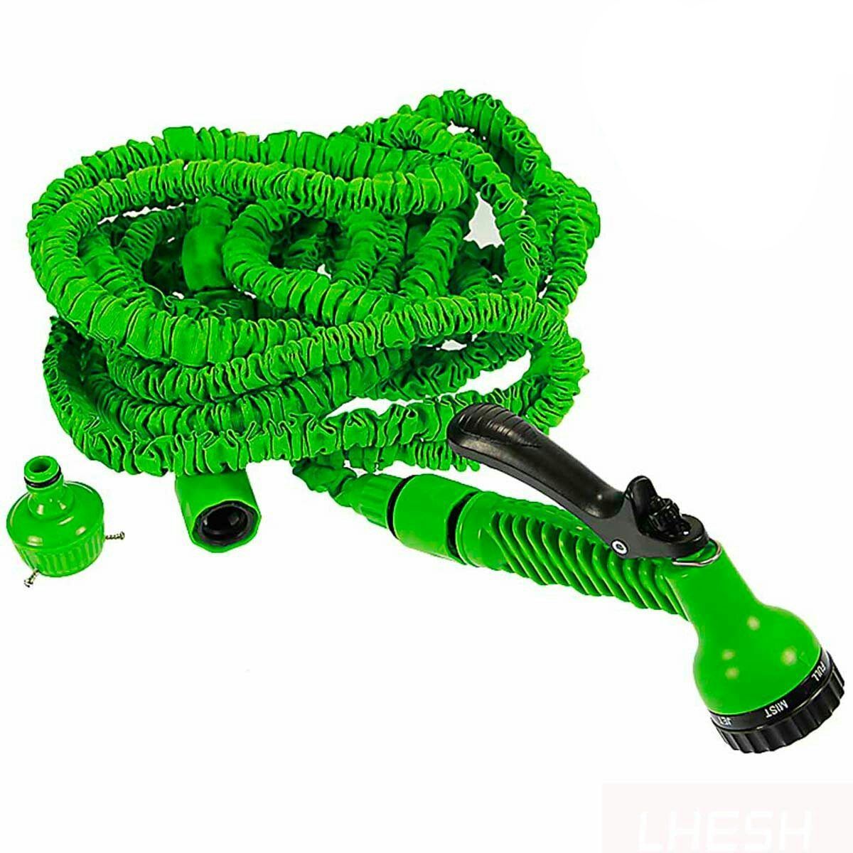 GENERICO - Manguera Expandible A 15 Metros + Pistola 7 Chorros VERDE AZUL