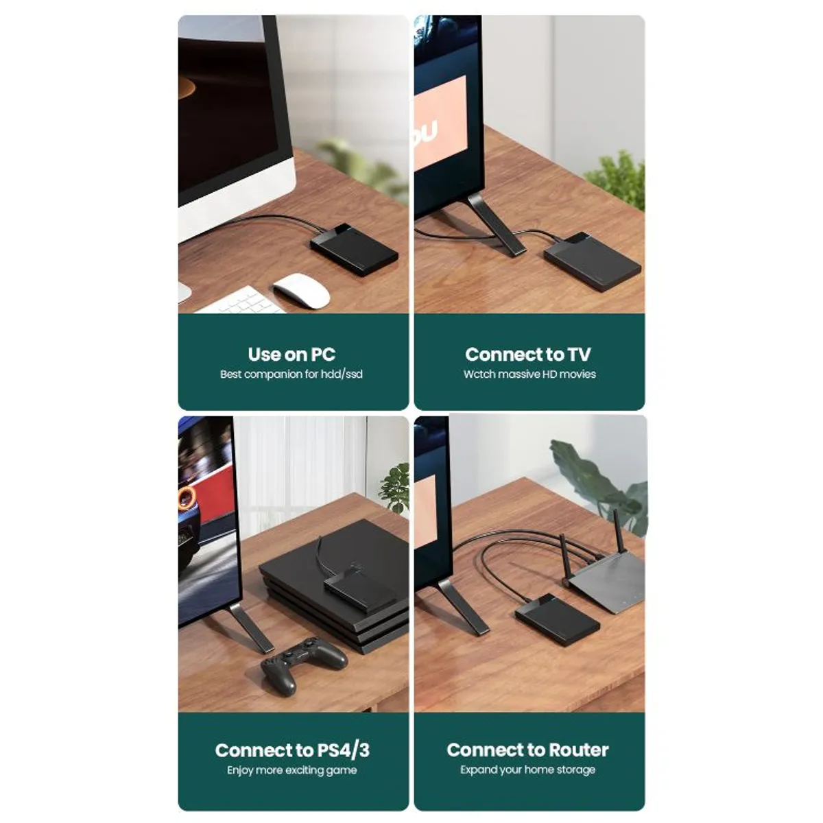 UGREEN - Case para SSD o HDD 2.5' a USB 3.0 y USB tipo C UGREEN - Carcasa/Caja