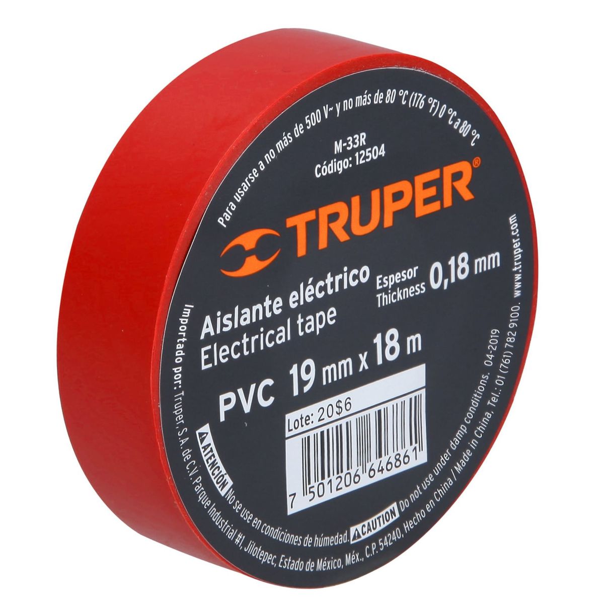 TRUPER - Cinta Aislante rojo 19mm x 18m Truper Expert