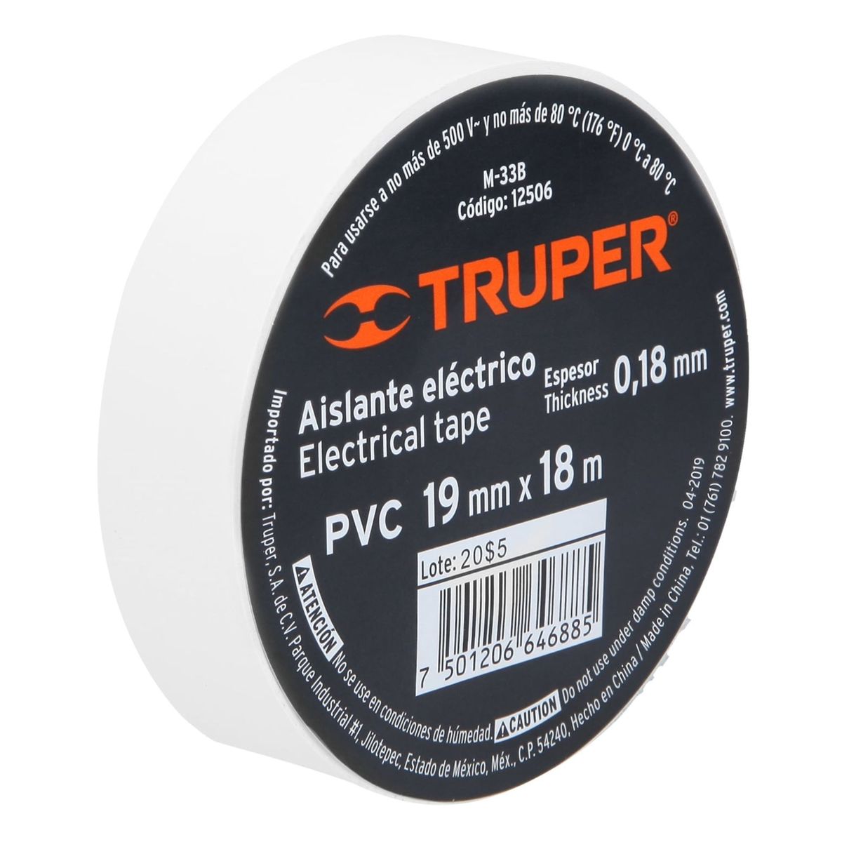 TRUPER - Cinta Aislante blanco19mm x 18m Truper Expert