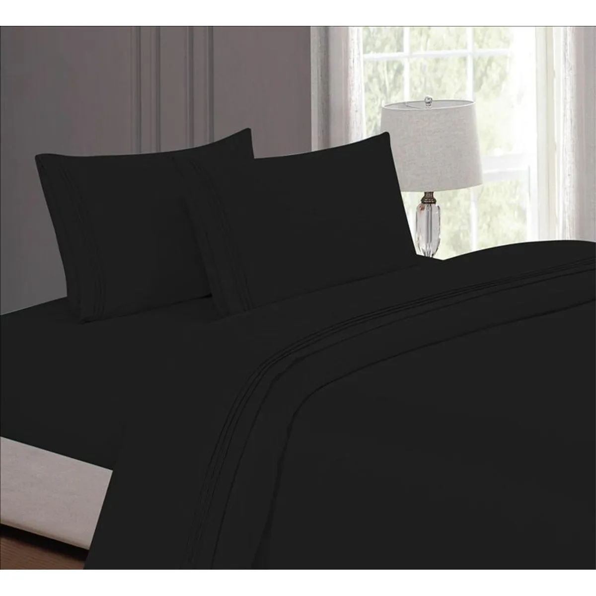 CASATEX - Juego de Sábanas  100%Algodón QUEEN - NEGRO