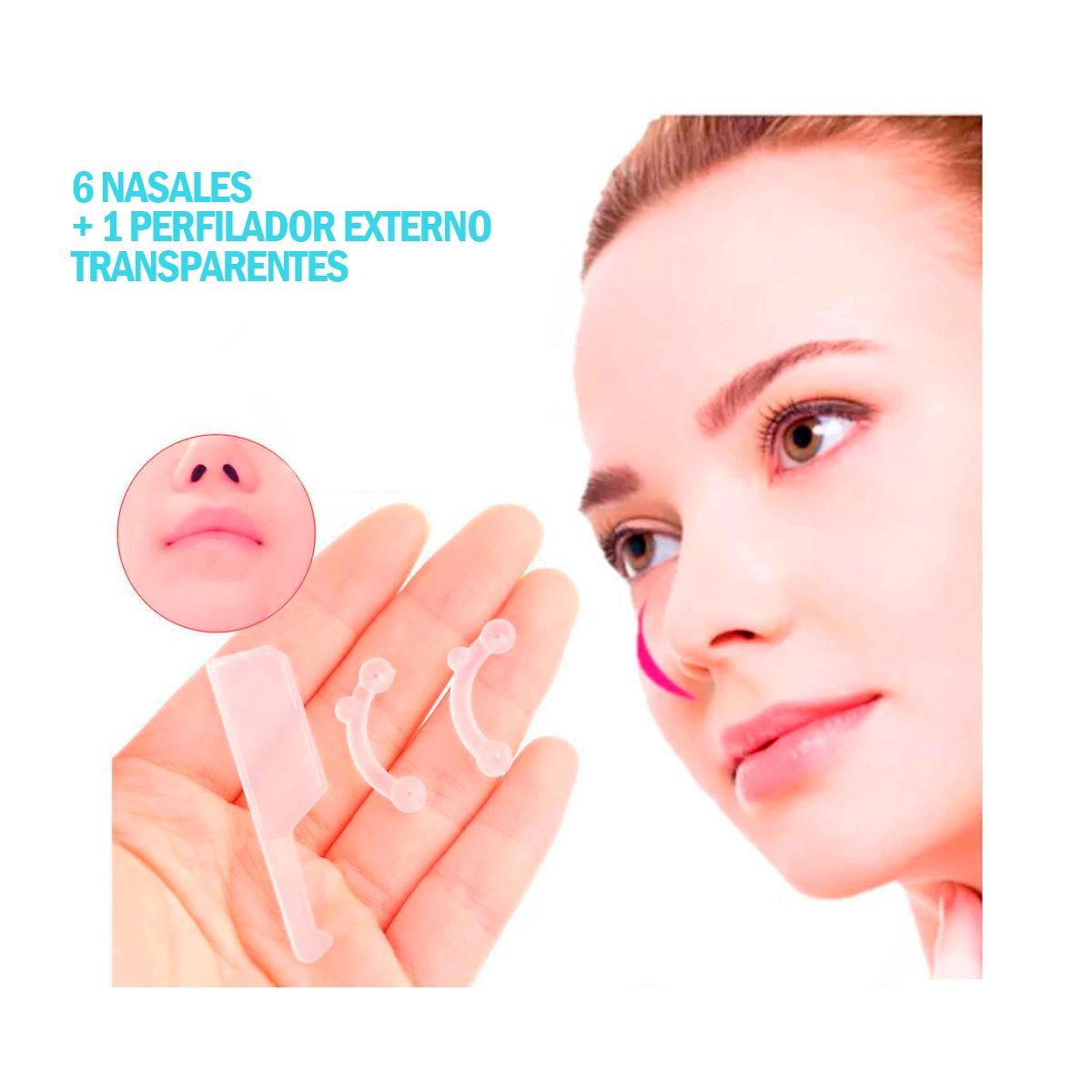 GENERICO - Perfilador Nasal Respingador Set X6 Transparente 3 Tallas