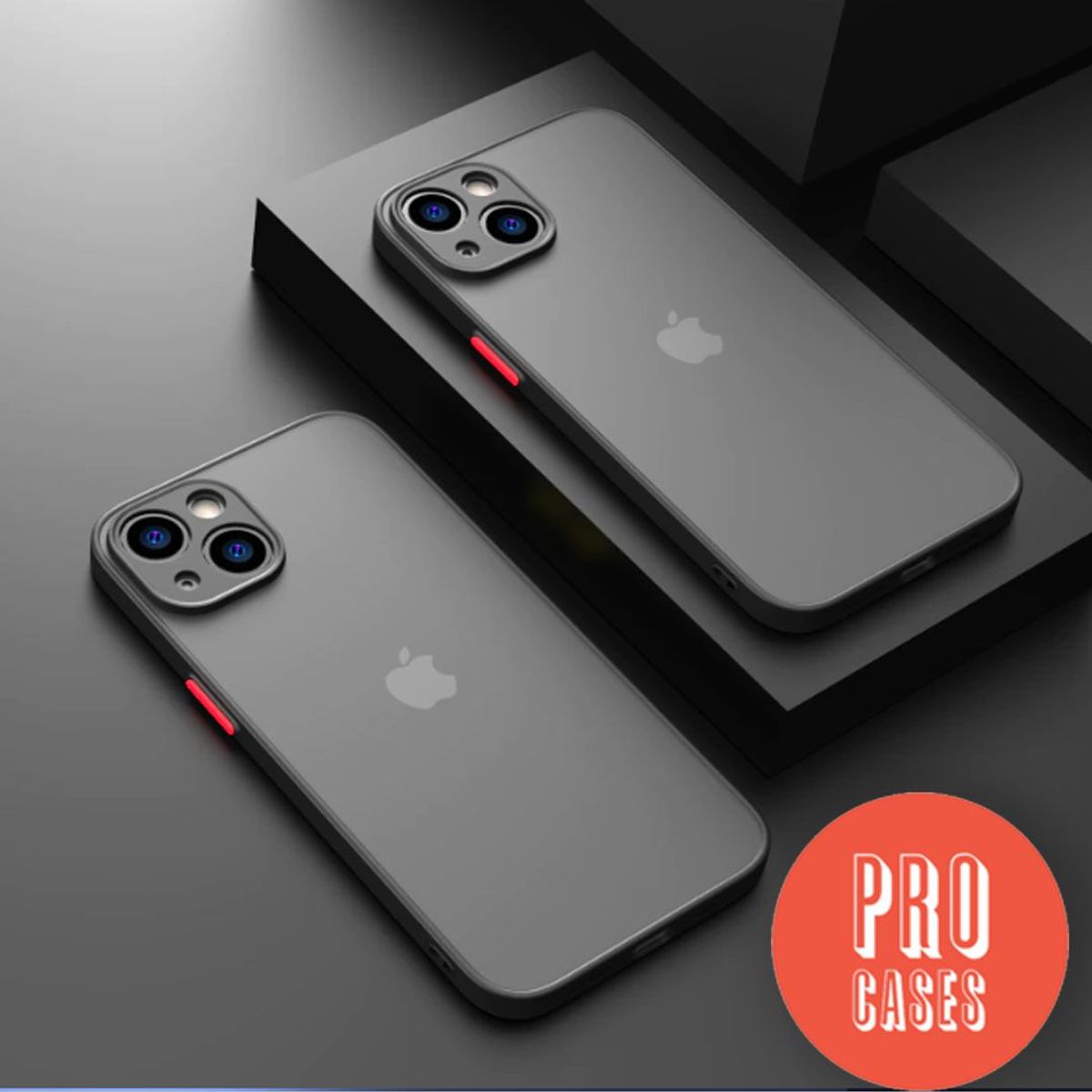 GENERICO - Cases iphone 13 Pro max  carcasa de silicona suave y dura mate negro con rojo