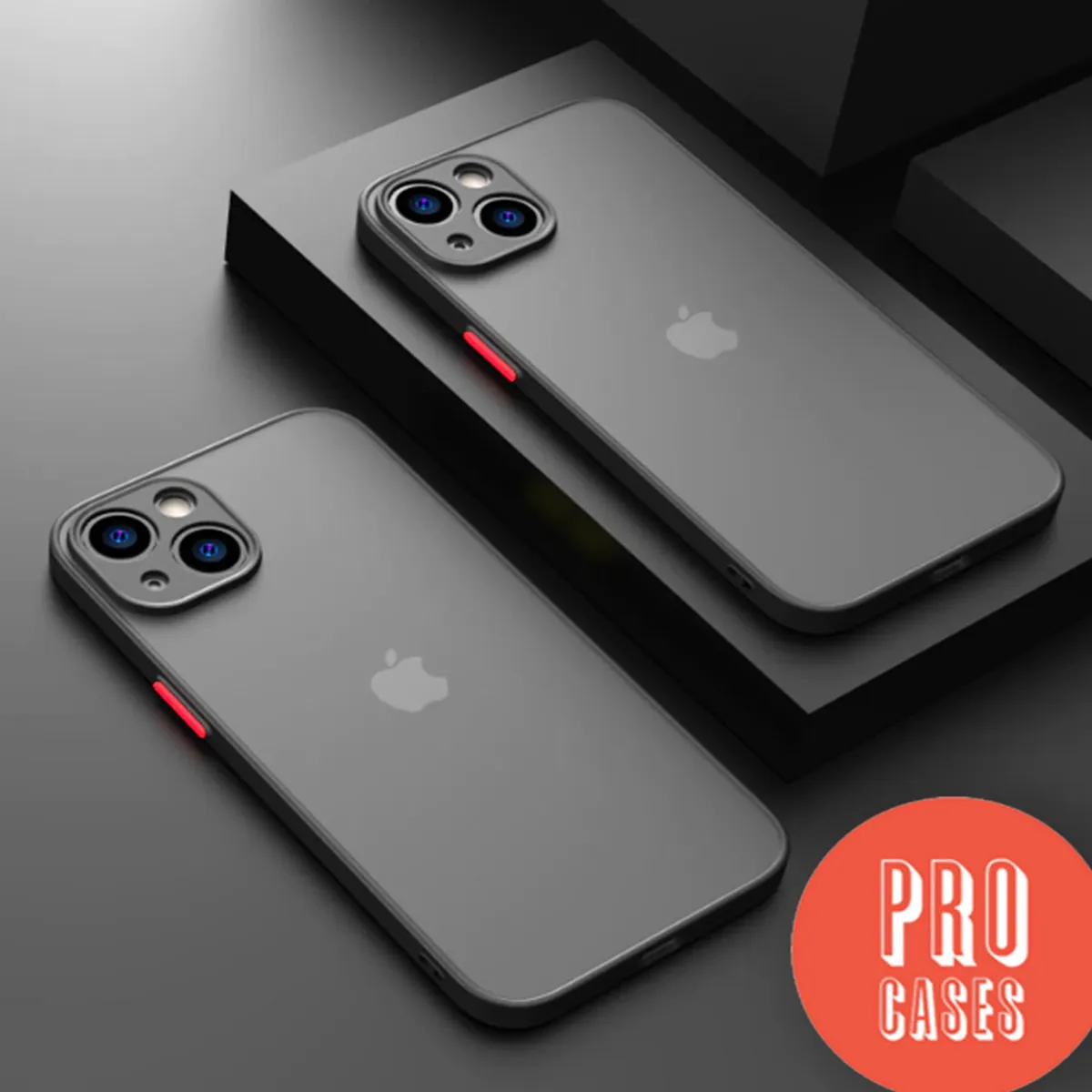 GENERICO - Cases iphone 13 Pro max  carcasa de silicona suave y dura mate negro con rojo