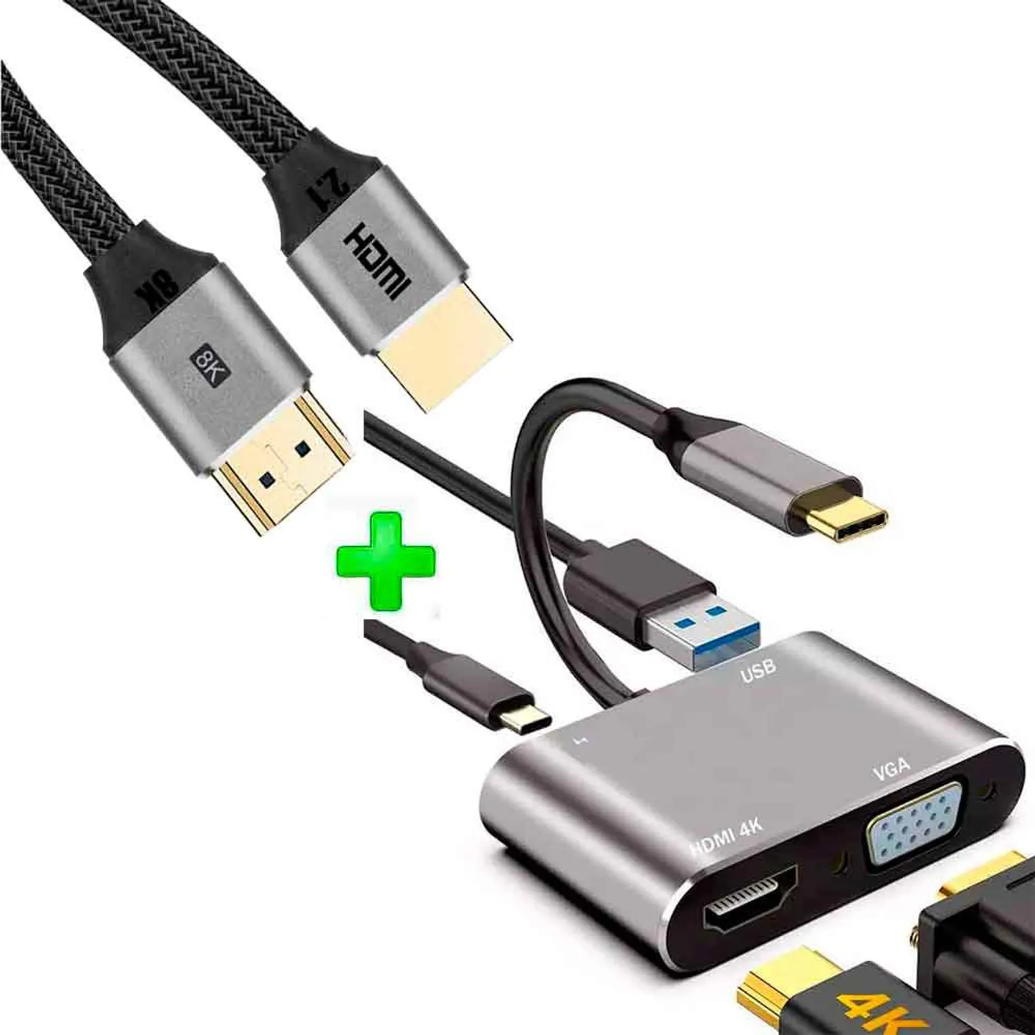 Adaptador Usb Tipo Ca Cable Hdmi Y Entrada C Pack Adaptador En USB