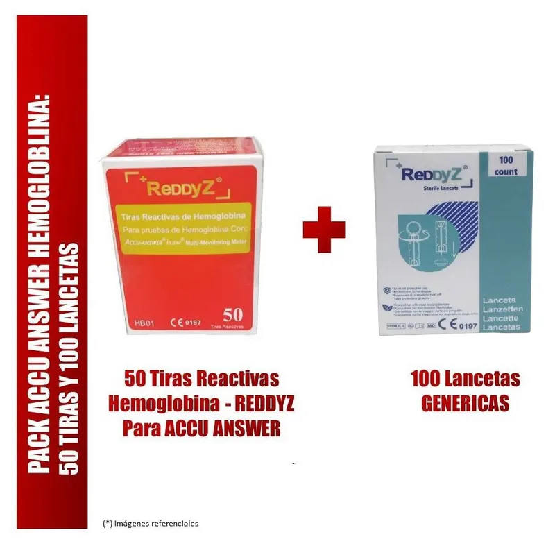 GENERICO - PACK ACCU ANSWER HEMOGLOBLINA: 50 TIRAS Y 100 LANCETAS EN MARCA REDDYZ
