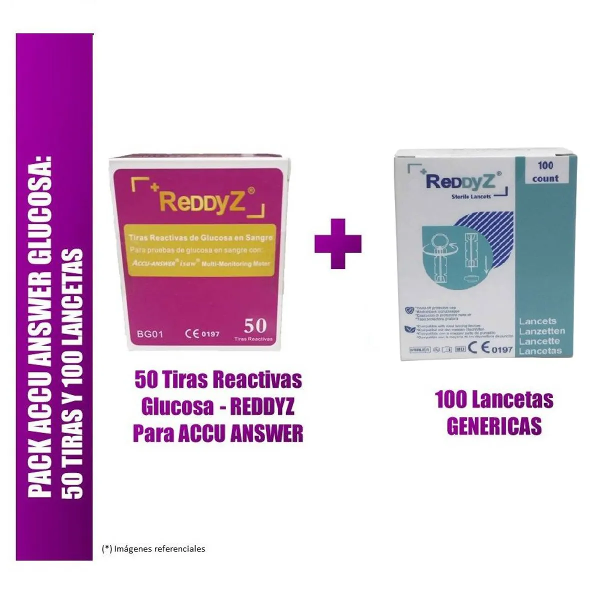 GENERICO - PACK ACCU ANSWER GLUCOSA: 50 TIRAS Y 100 LANCETAS EN MARCA REDDYZ