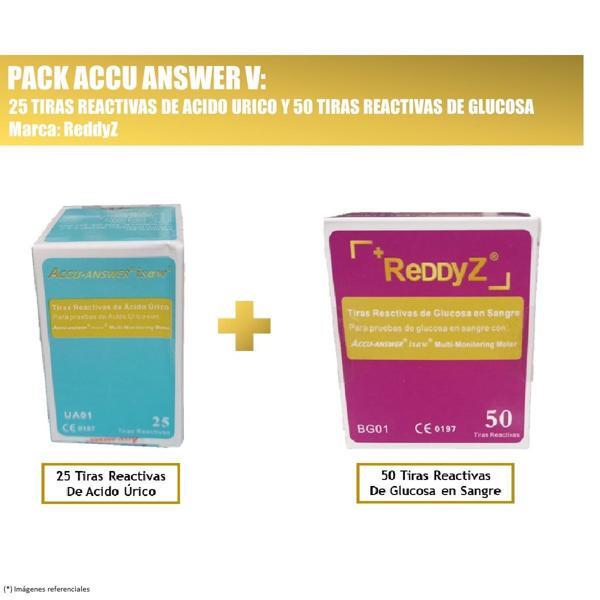 GENERICO - PACK ACCU ANSWER V: 25 TIRAS DE ACIDO URICO Y 50 TIRAS DE GLUCOSA.