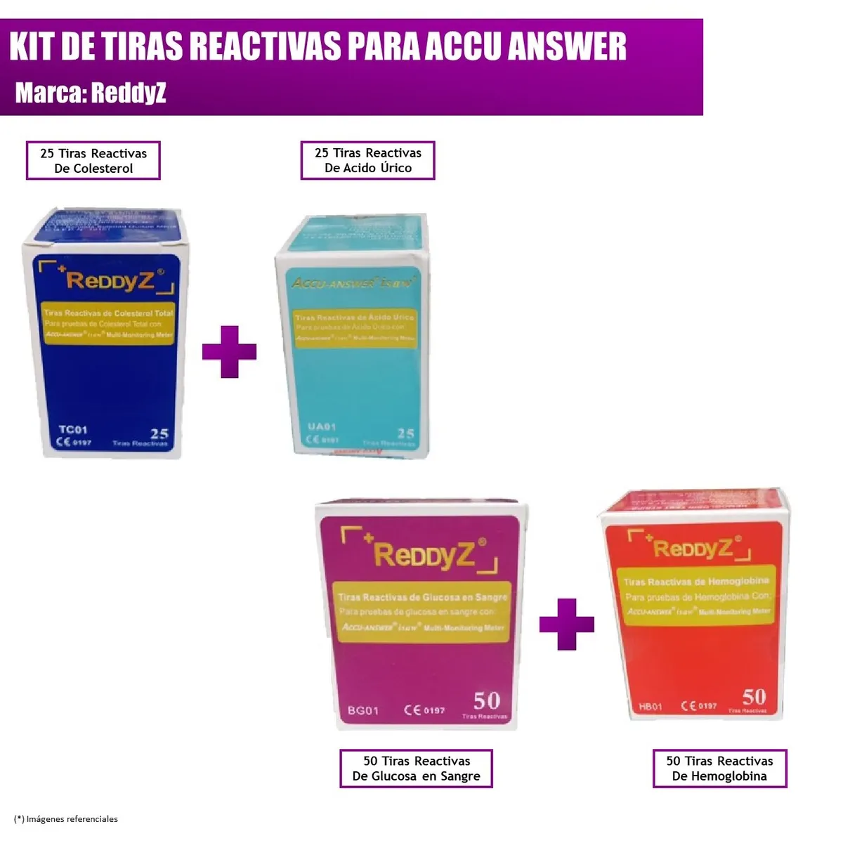 GENERICO - KIT TIRAS: 25 COLESTEROL, 25 ACIDO URICO, 50 HEMOGLOBINA Y 50 GLUCOSA