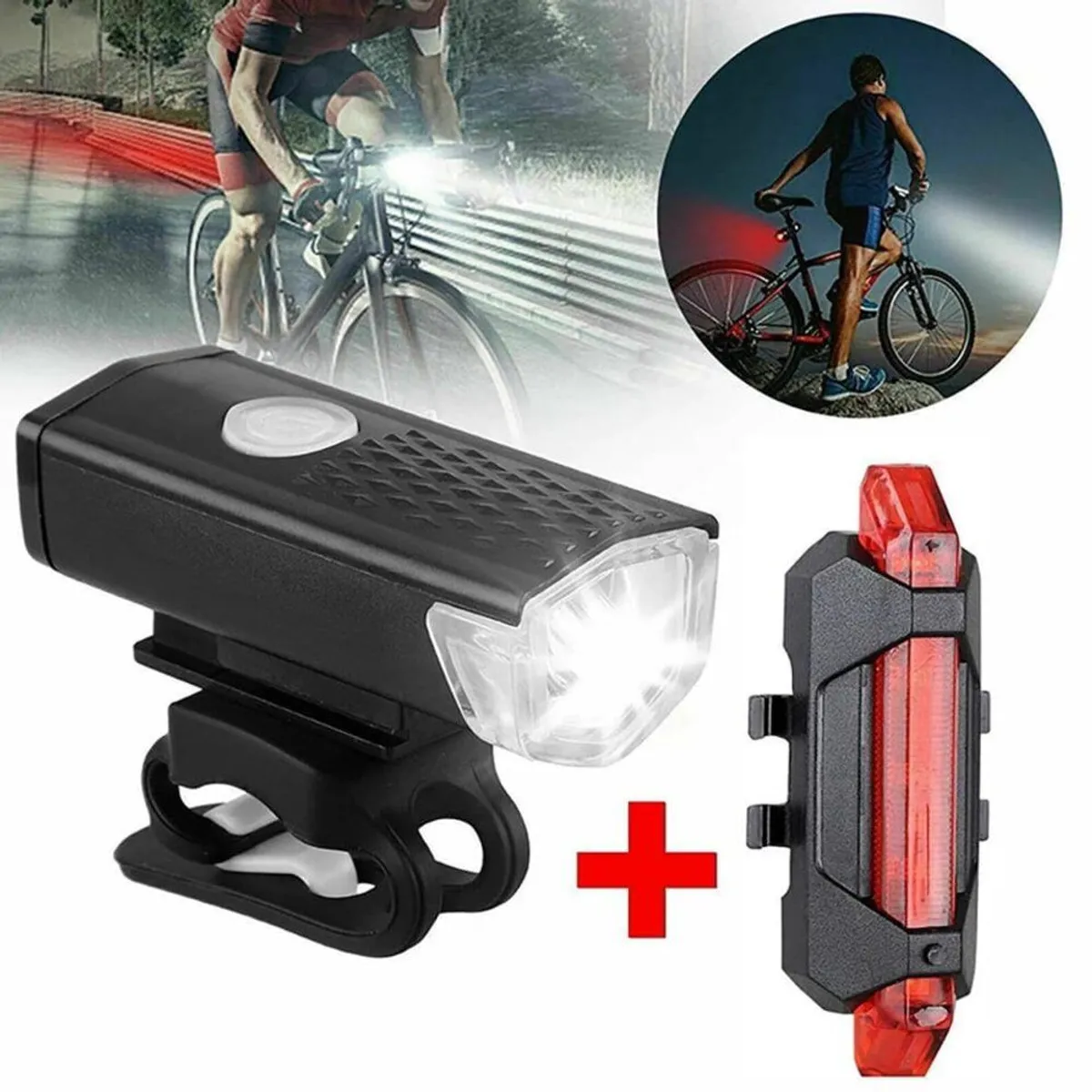 GENERICO - Combo Luces para Bicicleta Recargable