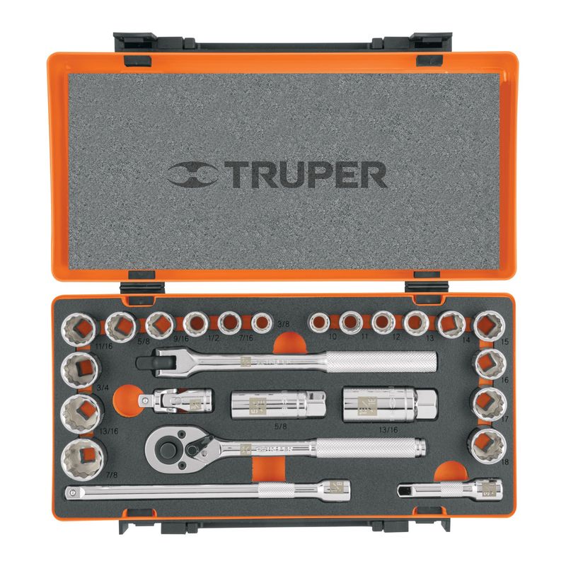 TRUPER - Juego de 25 herramientas cuadro 3/8" std y mm para mecánico