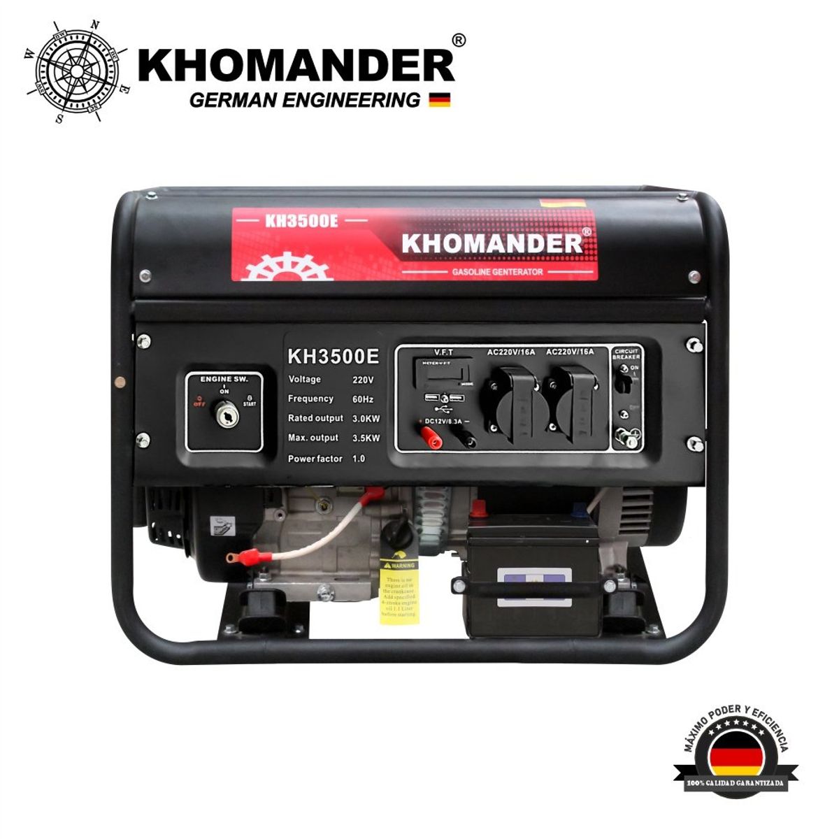 KHOMANDER - GENERADOR GASOLINERO 3500W  220V - KHOMANDER - A. ELECTRICO Y MAN.