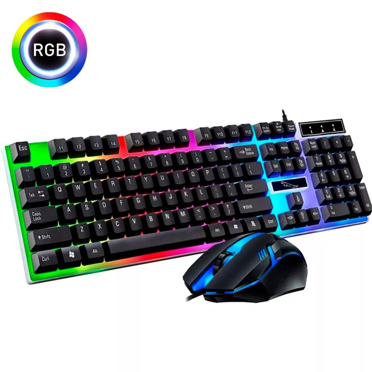 PLAYPRO - Combo Teclado y Mouse Gamer Rgb Laptop Pc Negro Playpro