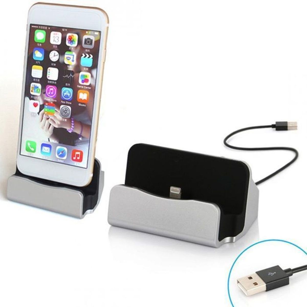 GENERICO - Cargador Charge Sync Dock Station para iPhone 5 6 Plus 8 Etc