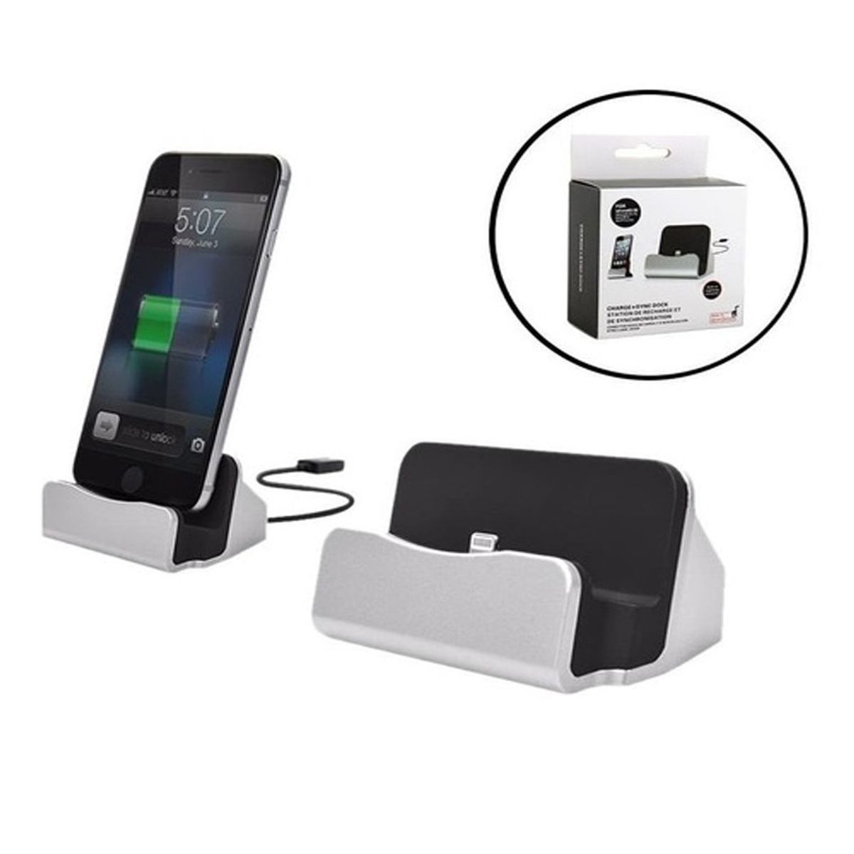 GENERICO - Cargador Charge Sync Dock Station para iPhone 5 6 Plus 8 Etc