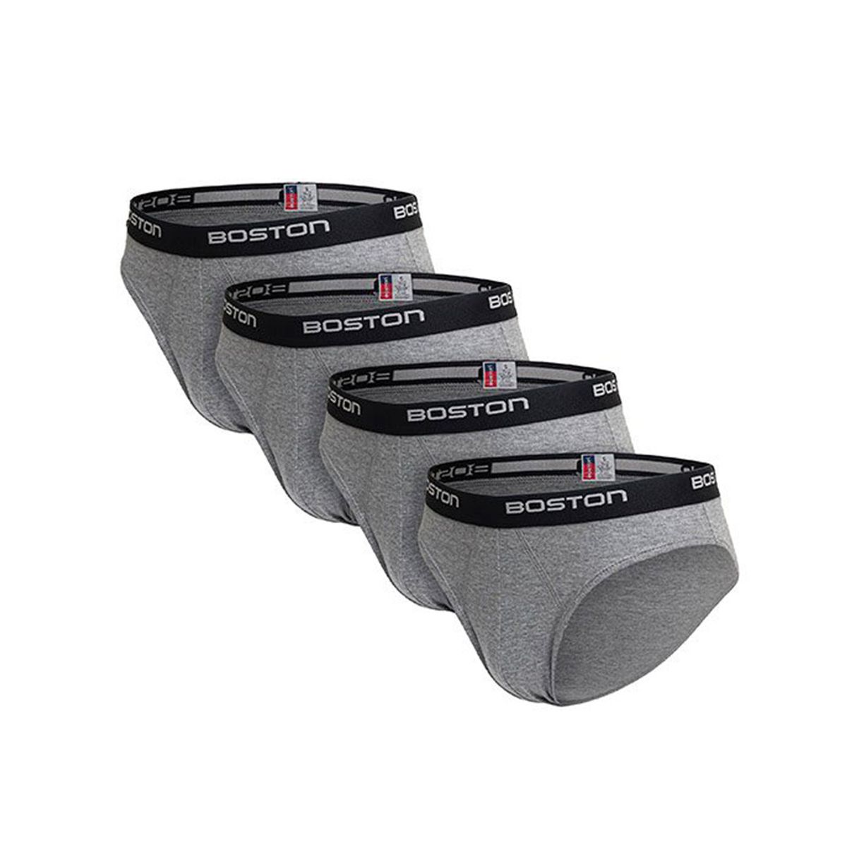 BOSTON - Pack x4 Trusas Boston Hombre Bikini Plomo Claro