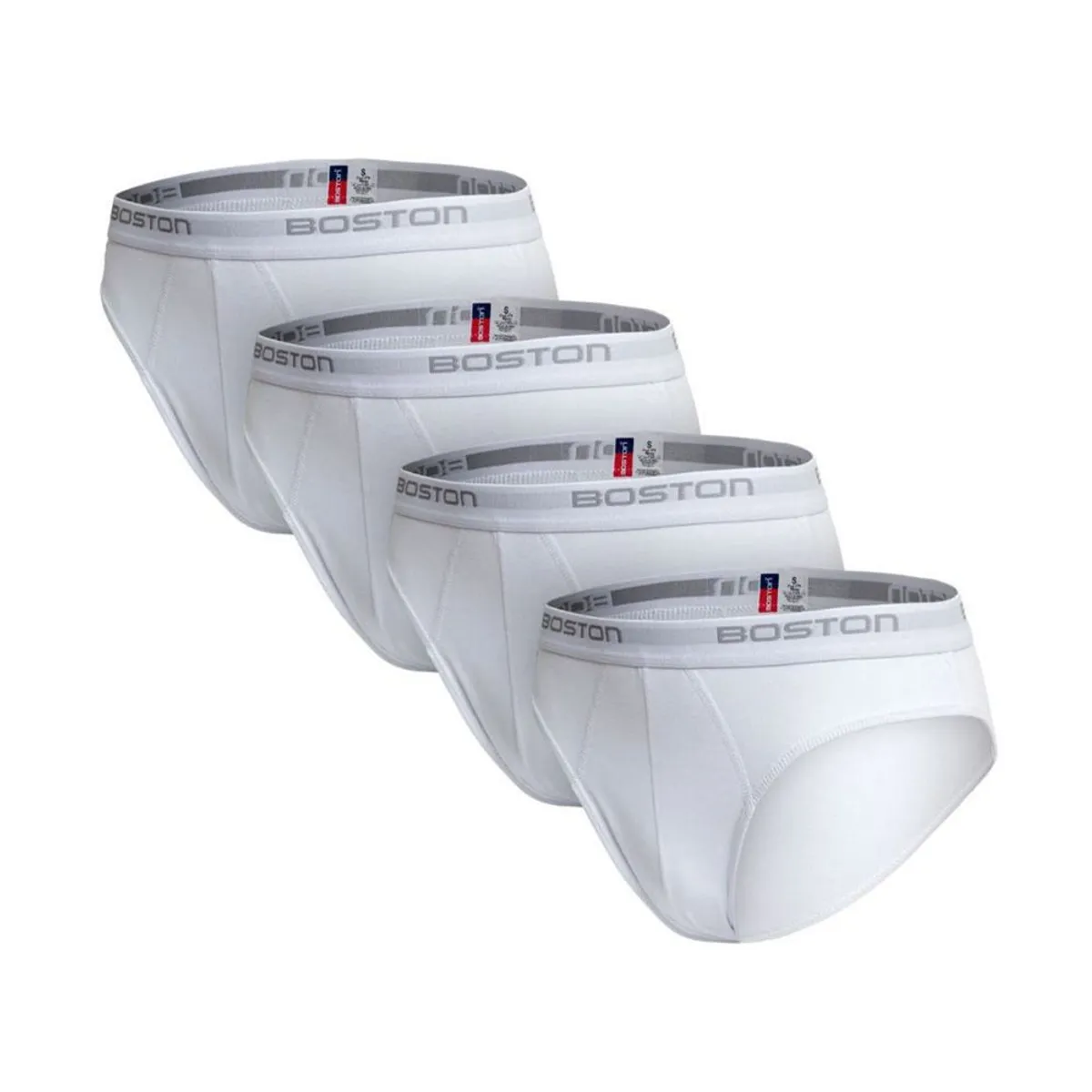 BOSTON - Trusas Boston Hombre Pack X4 Bikini Blanco Algodón
