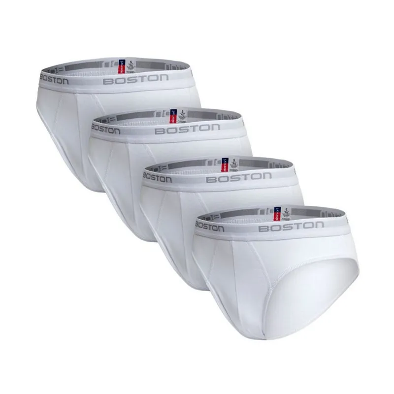BOSTON - Trusas Boston Hombre Pack X4 Bikini Blanco Algodón