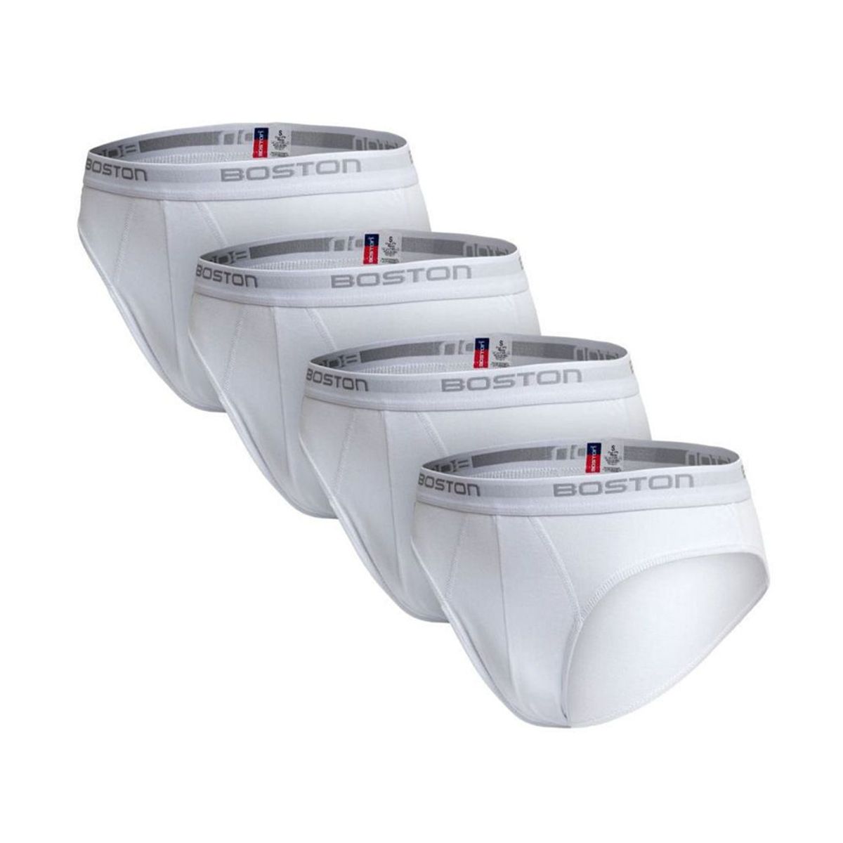 BOSTON - Trusas Boston Hombre Pack X4 Bikini Blanco Algodón
