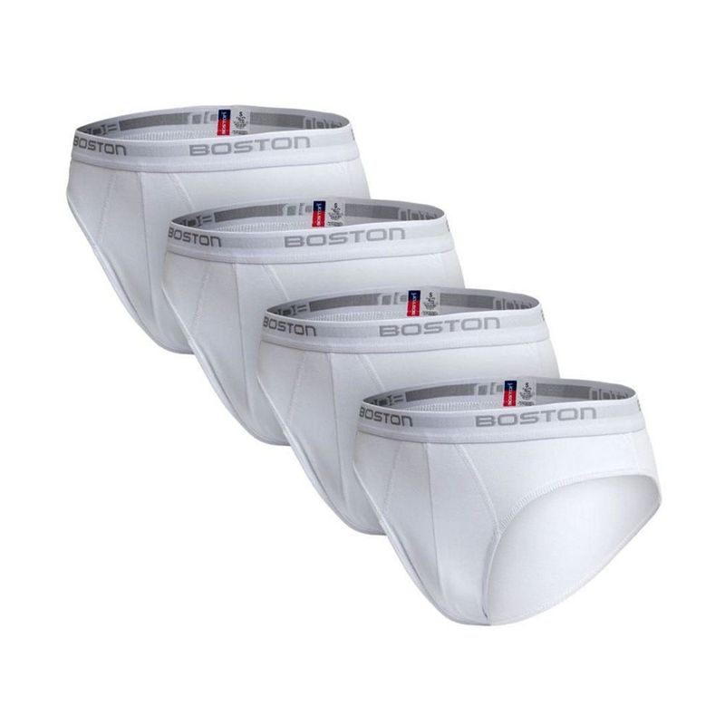 BOSTON - Trusas Boston Hombre Pack X4 Bikini Blanco Algodón