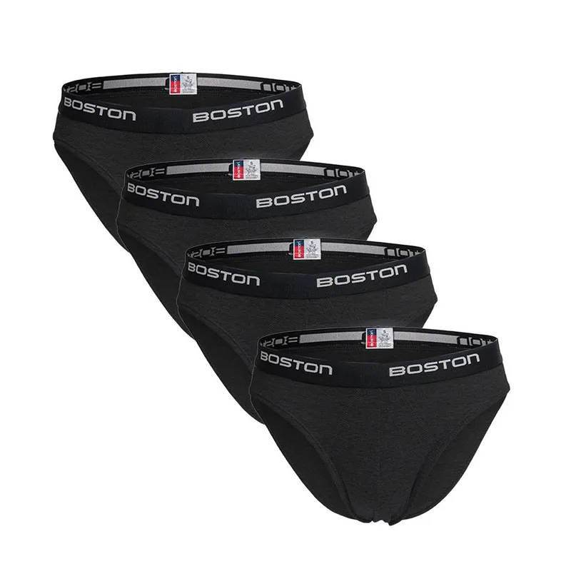 BOSTON - Pack x4 Trusas Boston Hombre Bikini Plomo Oscuro