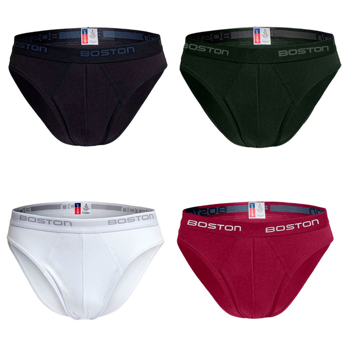 BOSTON - Trusas Boston Bikini Pack X4 Hombre Algodón Multicolor