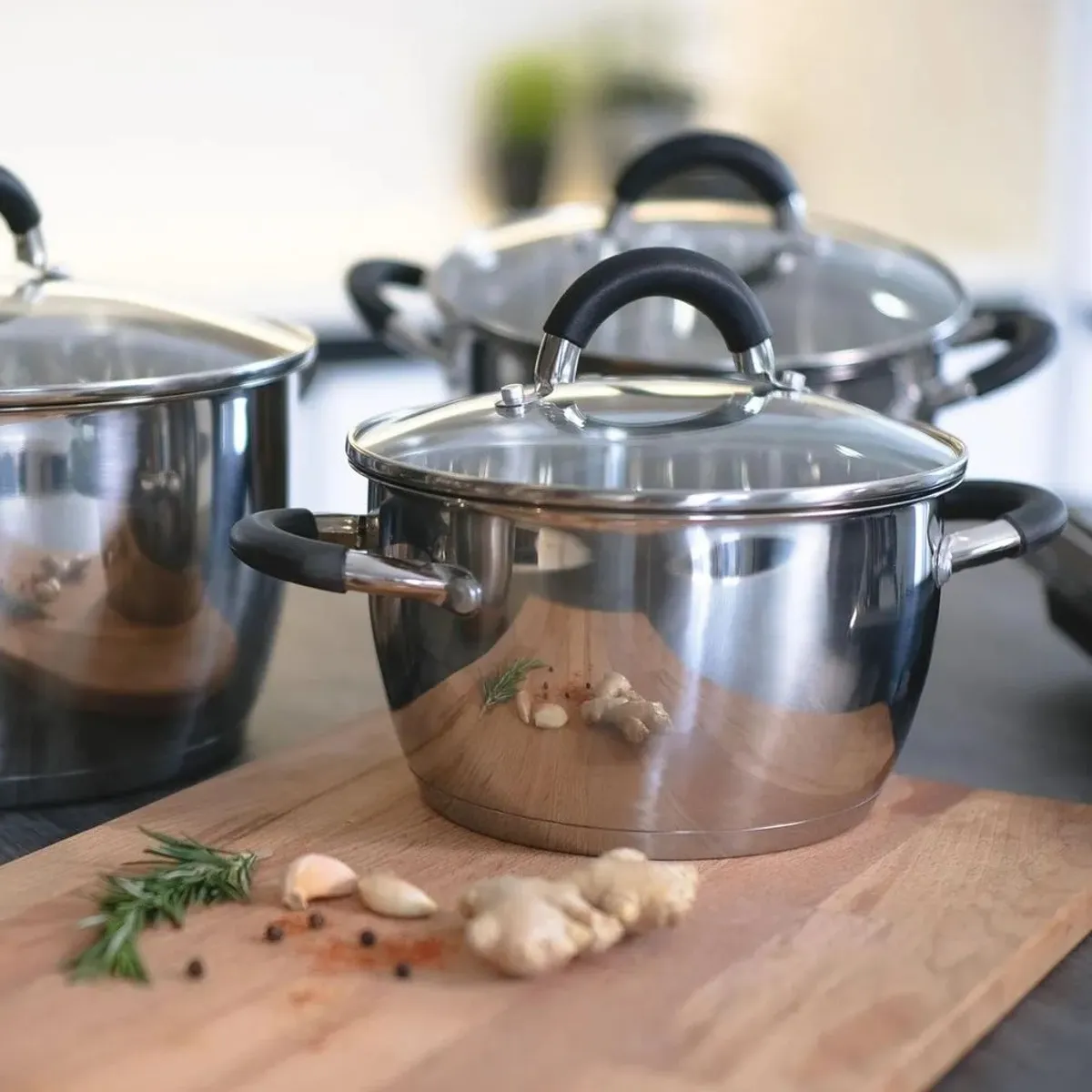 FACUSA - Juego de Ollas y Tetera de Acero Inoxidable 8 Piezas -Facusa