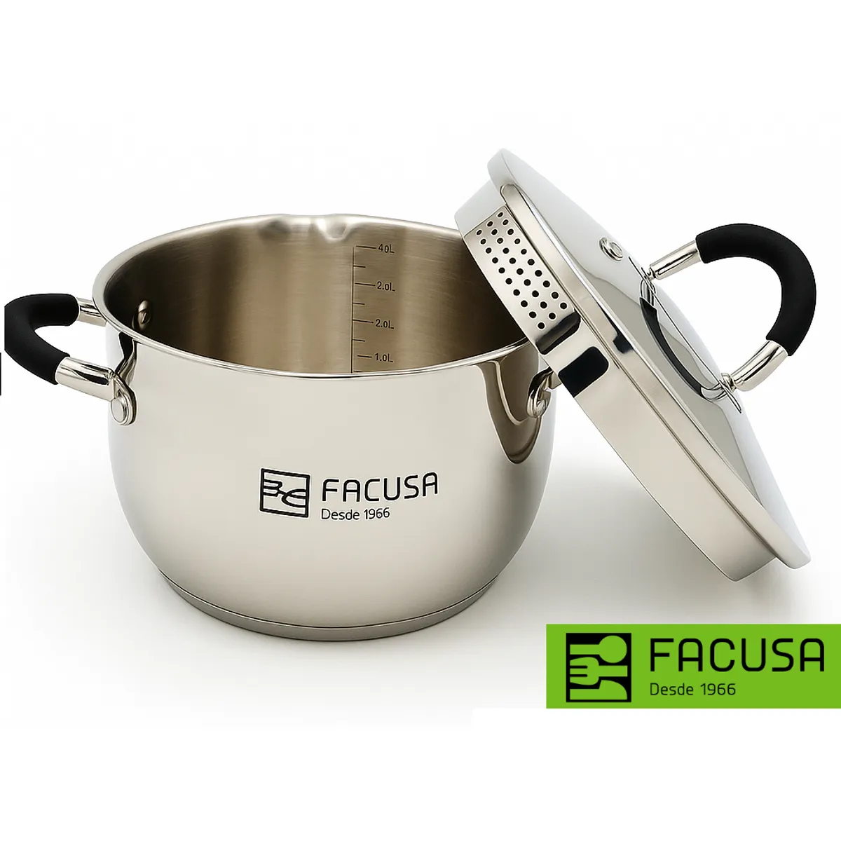 FACUSA - Olla Facusa de Acero Inoxidable Con tapa Escurridor 3 litros