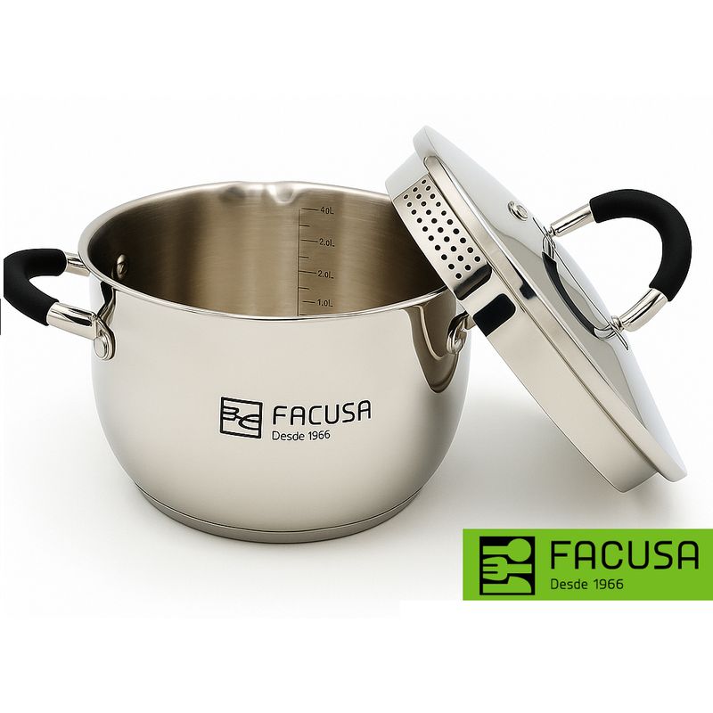 FACUSA - Olla Facusa de Acero Inoxidable Con tapa Escurridor 3 litros