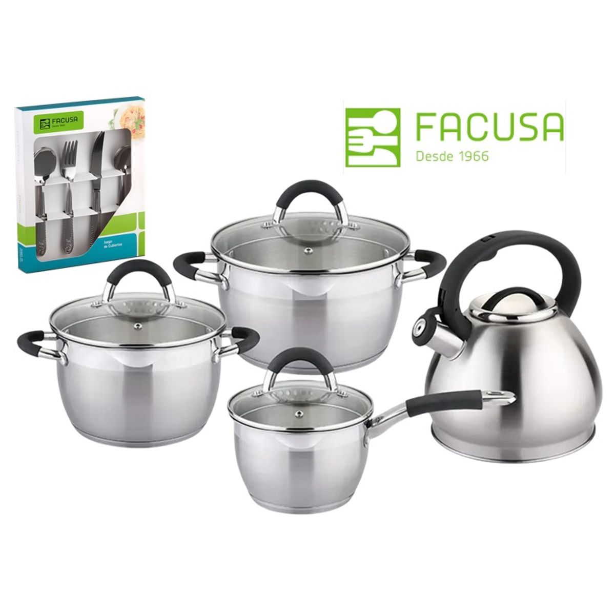 FACUSA - Juego de Ollas Facusa con Cubiertos Gratis