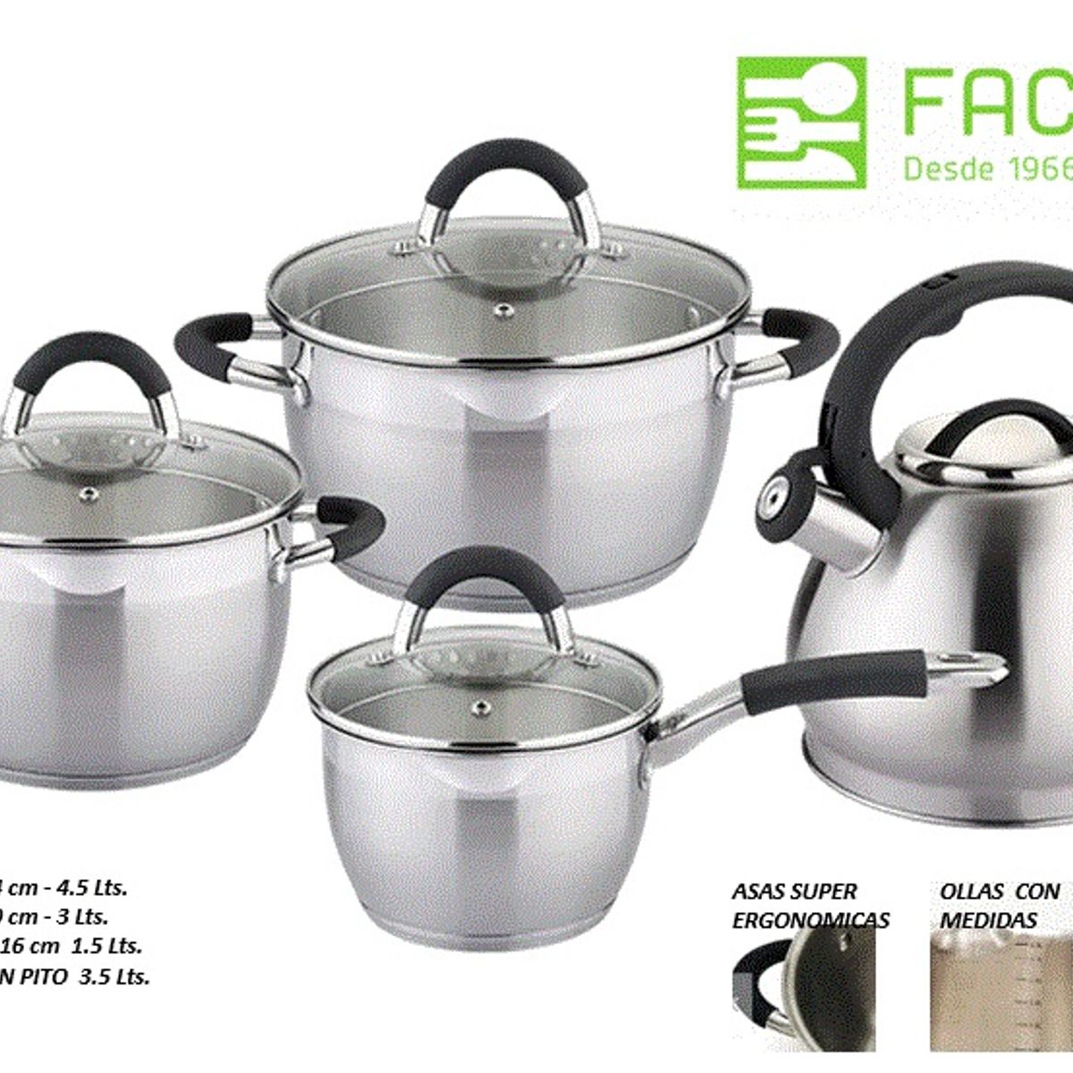 FACUSA - Juego de Ollas Facusa con Cubiertos Gratis