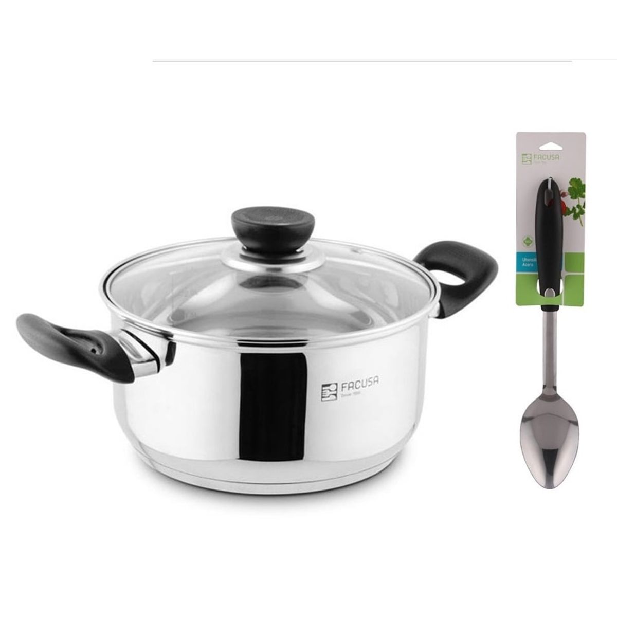 FACUSA - Olla Facusa Acero Inoxidable 18 cm Gratis Cuchara de Acero inox