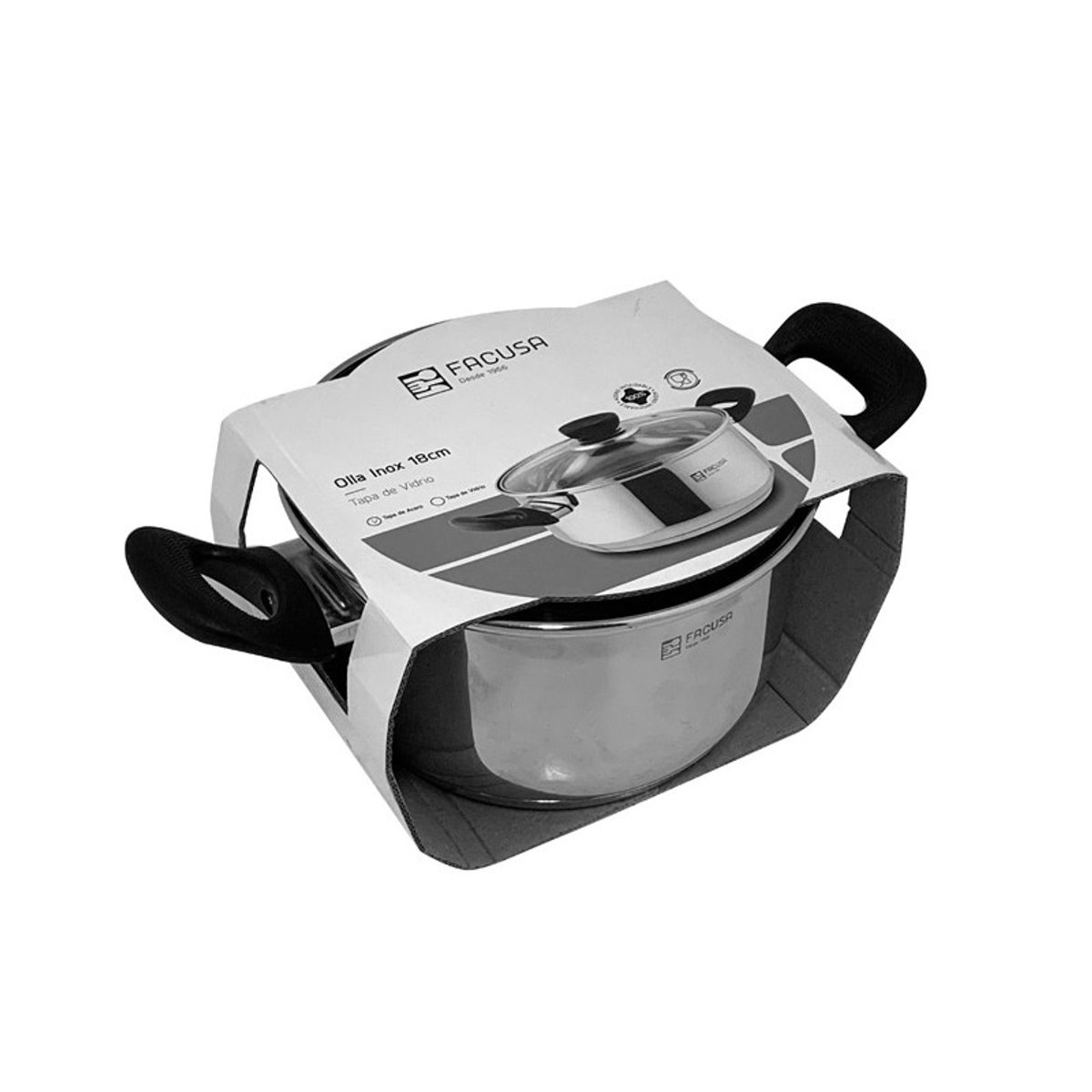 FACUSA - Olla Facusa Acero Inoxidable 18 cm Gratis Cuchara de Acero inox