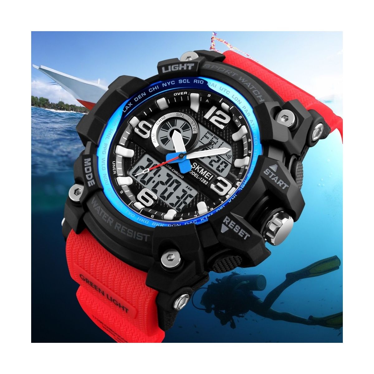 SKMEI - Reloj Skmei 1283 Dual Time Rojo