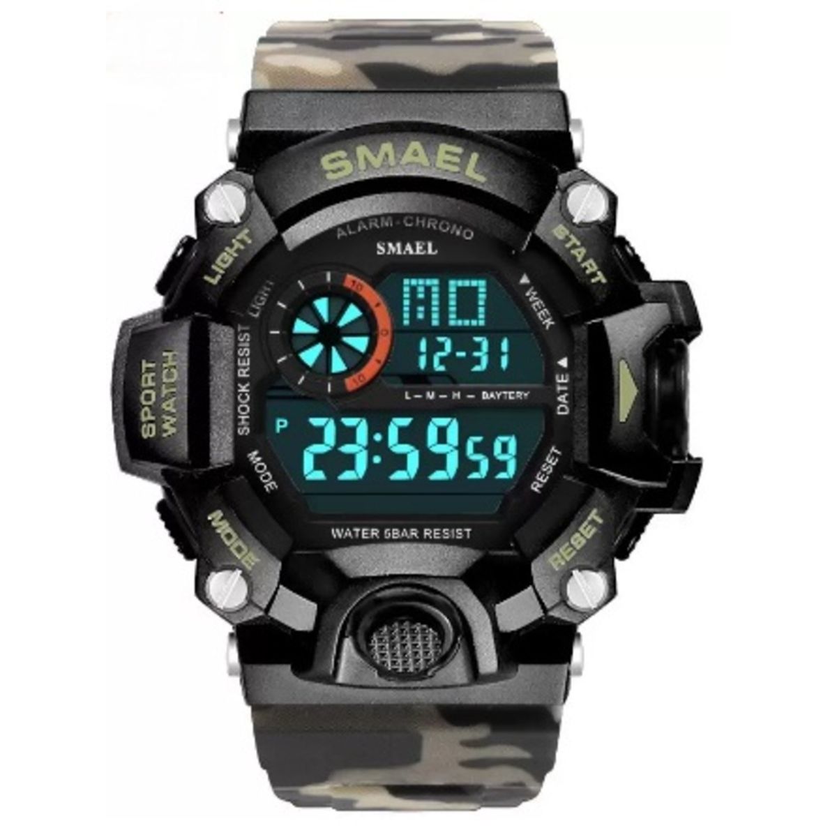 SMAEL - Reloj Digital Masculino deportivo Smael 1385 Militar