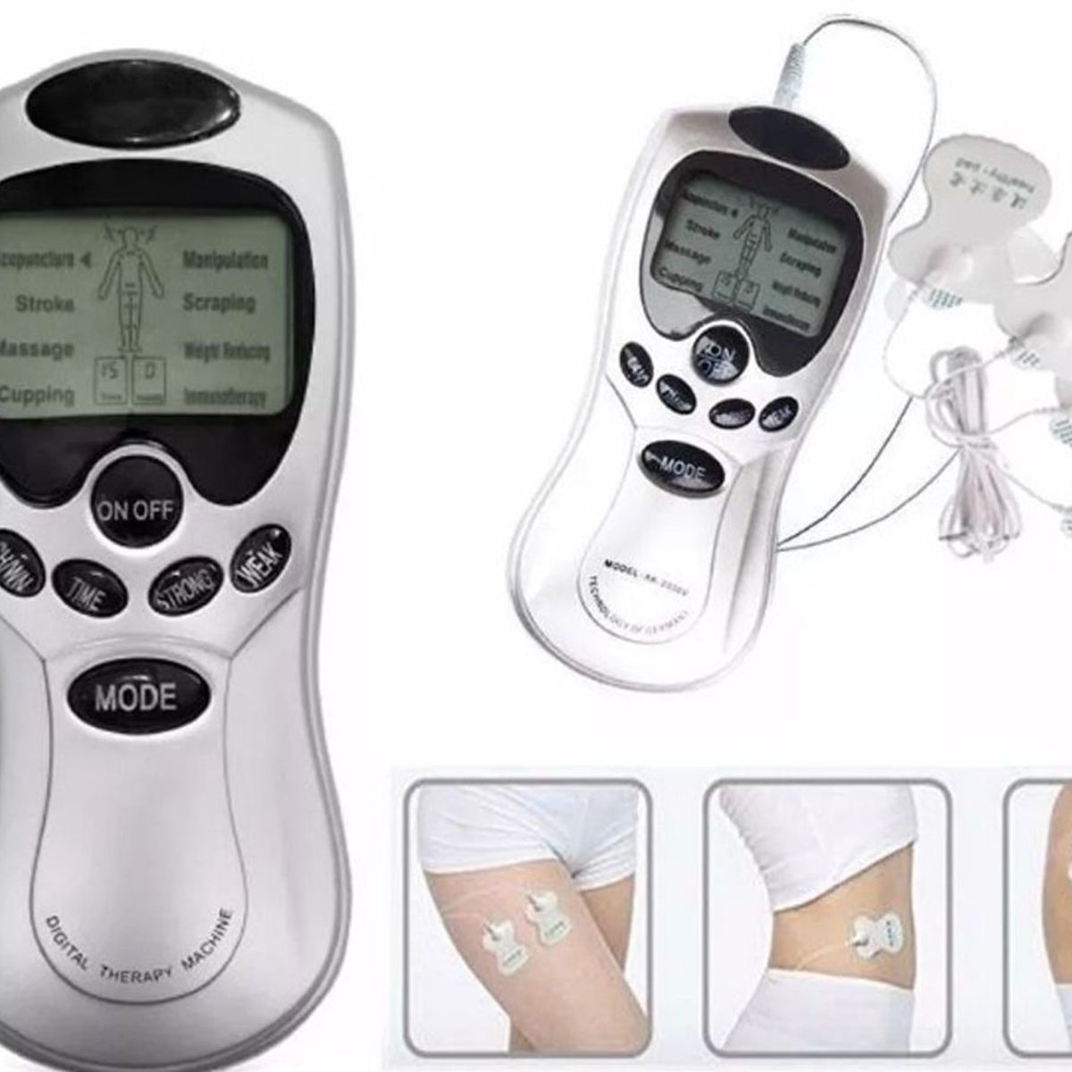RISUTIMPORT - Electro Estimulador Muscular Tens + 4 Parches Digital