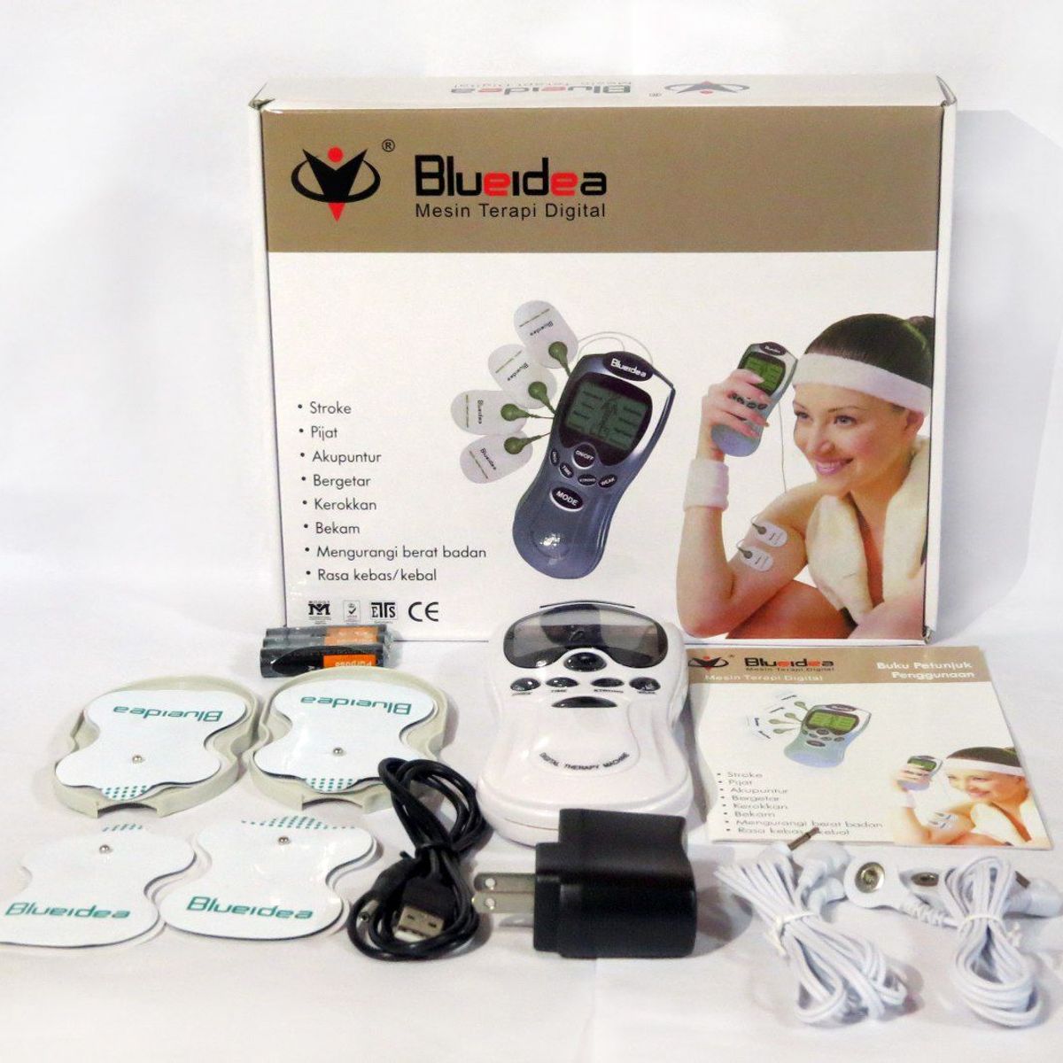 RISUTIMPORT - Electro Estimulador Muscular Tens + 4 Parches Digital