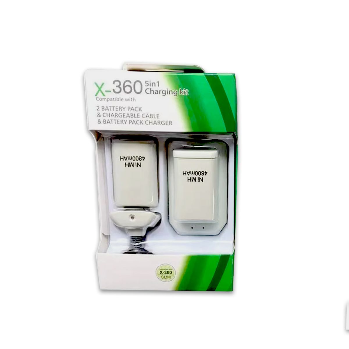 GENERICO - Cable Para Control Xbox 360 + Batería Blanco + Cargador Externo.