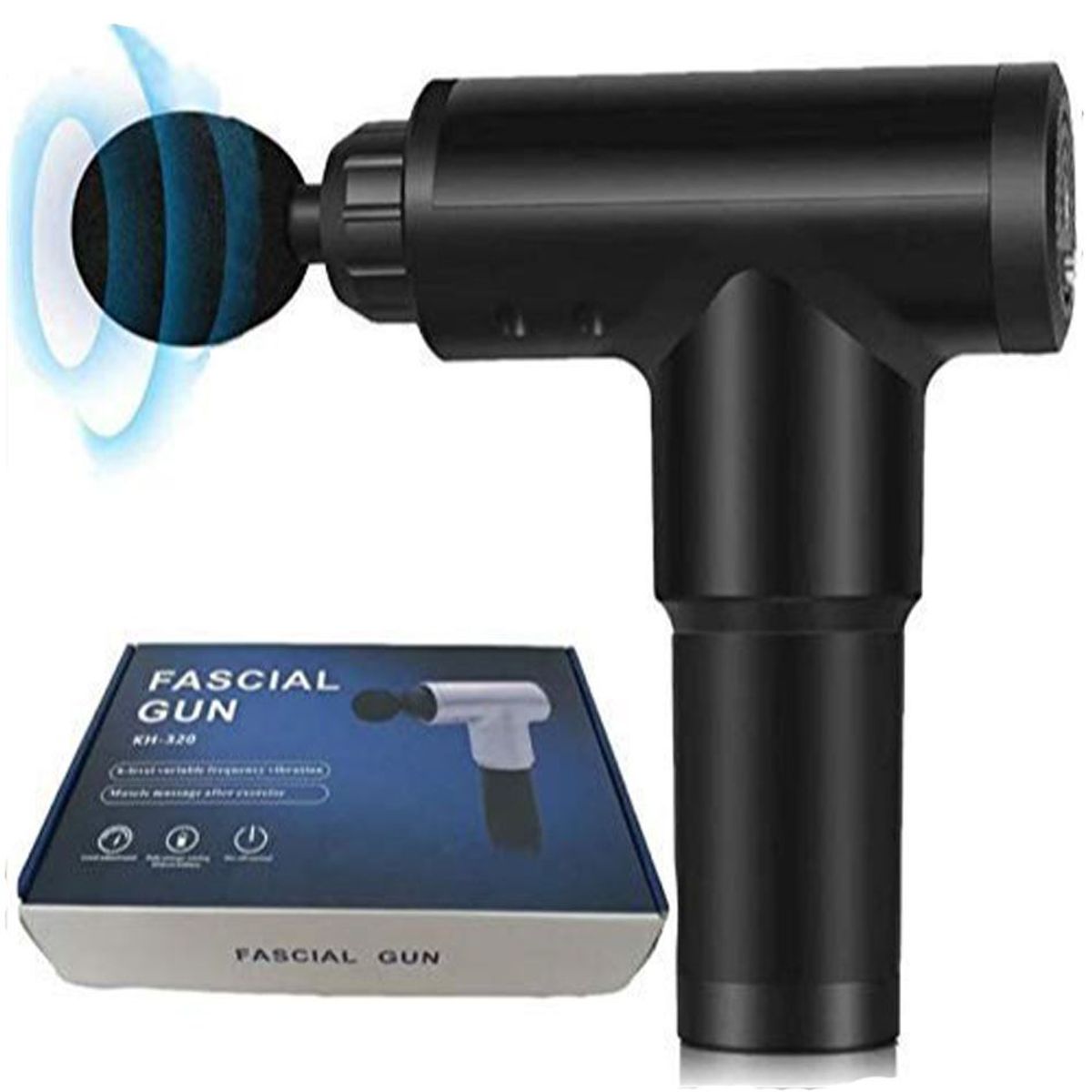 RISUTIMPORT - Masajeador Muscular Percusión Negro C/ 4 Accesorios