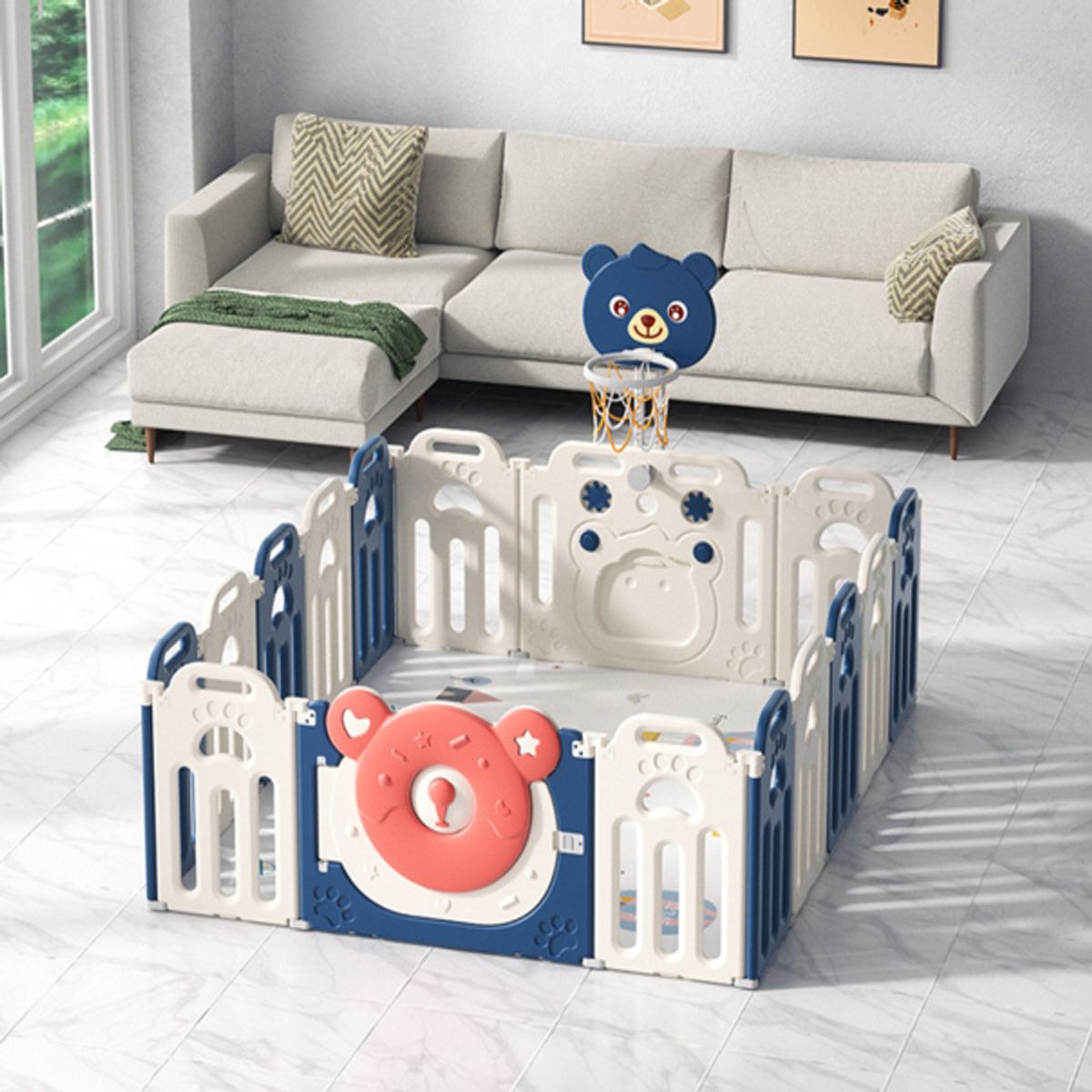 GENERICO - CORRALITO INFANTIL PLEGABLE OSITO EXTRAGRANDE  2.00 x 1.60 MTS