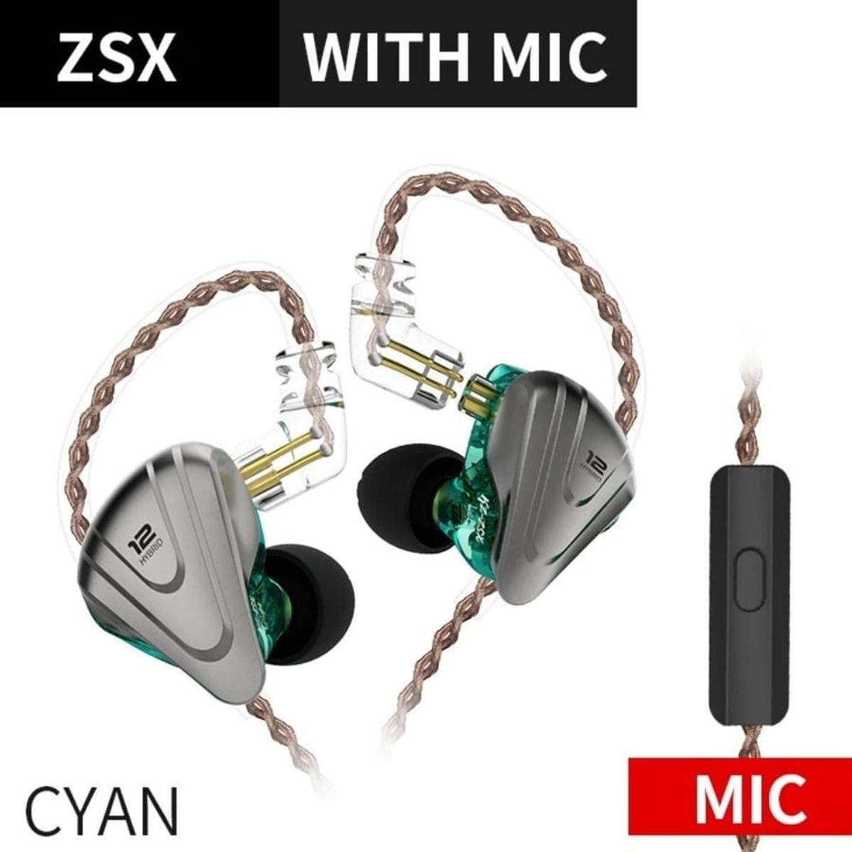 KZ - Audífonos Kz Zsx 5ba+1dd 6 Controladores Híbrido In-ear Verde Con Mic