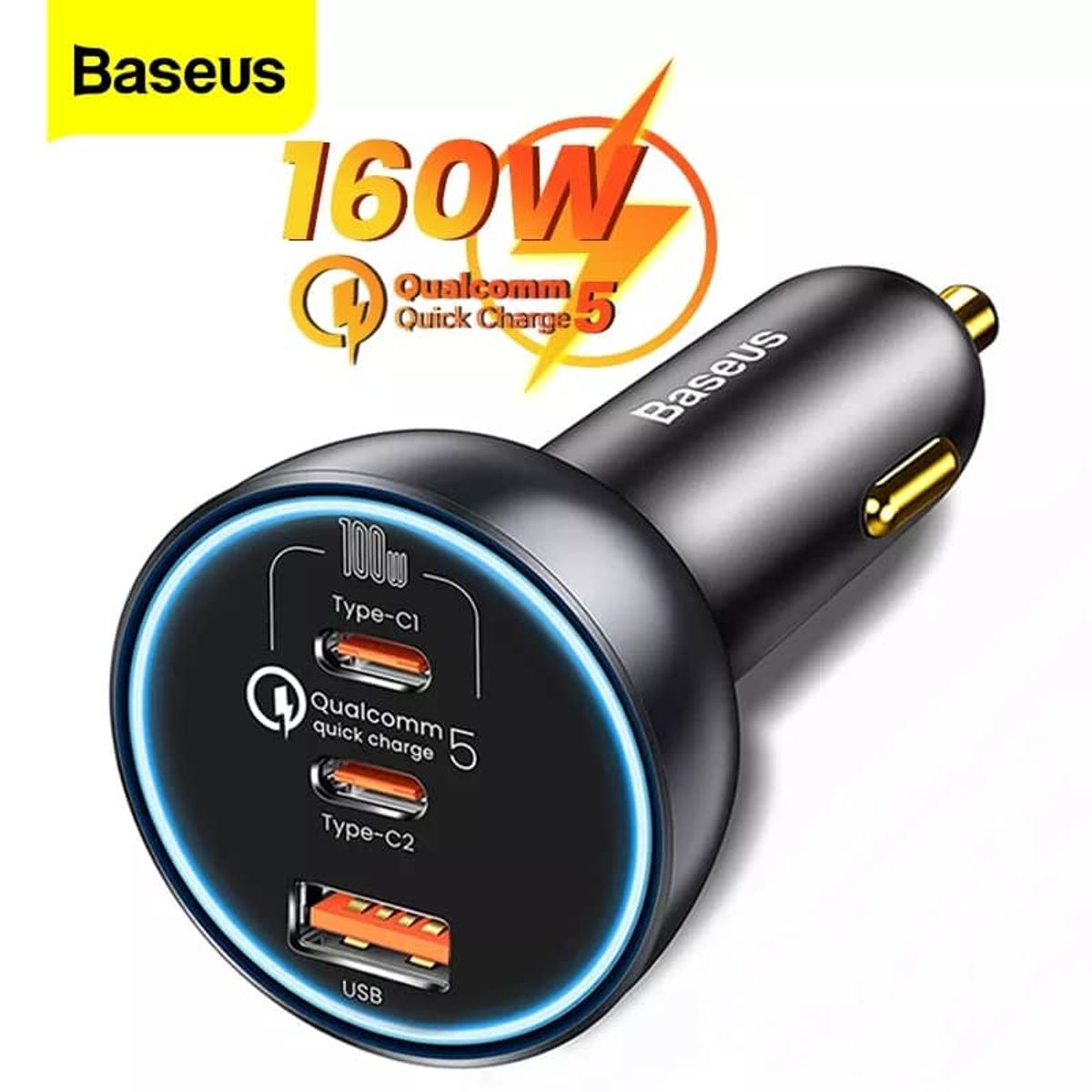 BASEUS - Cargador de Carro USB C 160W Carga Super Rapida y Cable 100w Baseus