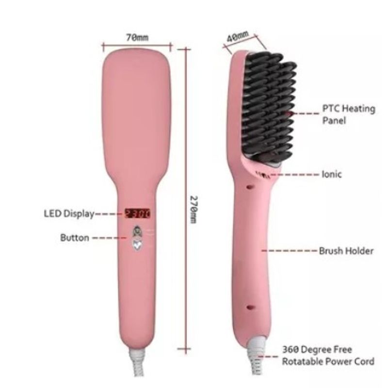 Peine cepillo electrico laceador alisador ionico ROSADO GENERICO