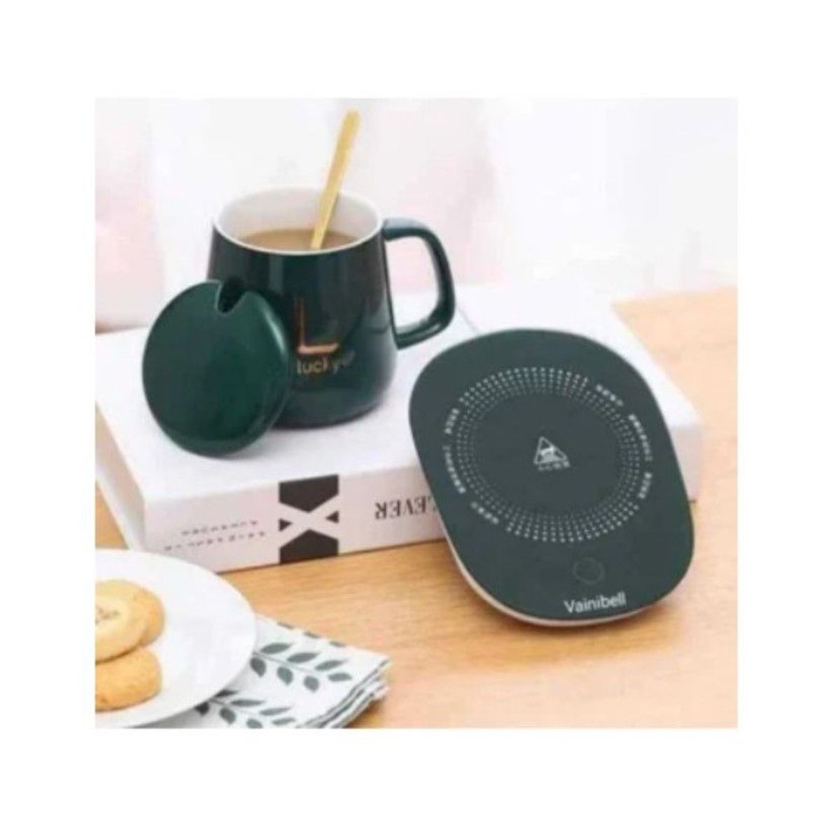 GENERICO - Taza calentador electrico con cucharita  DORADA