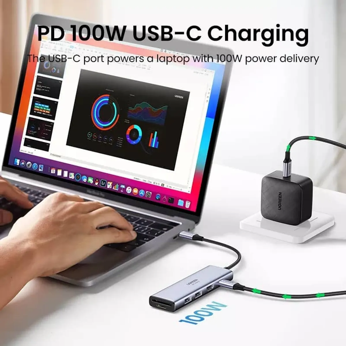 UGREEN - HUB Tipo C 6 en 1 HDMI 4k 60Fps PD UGREEN para Macbook Pro / Air